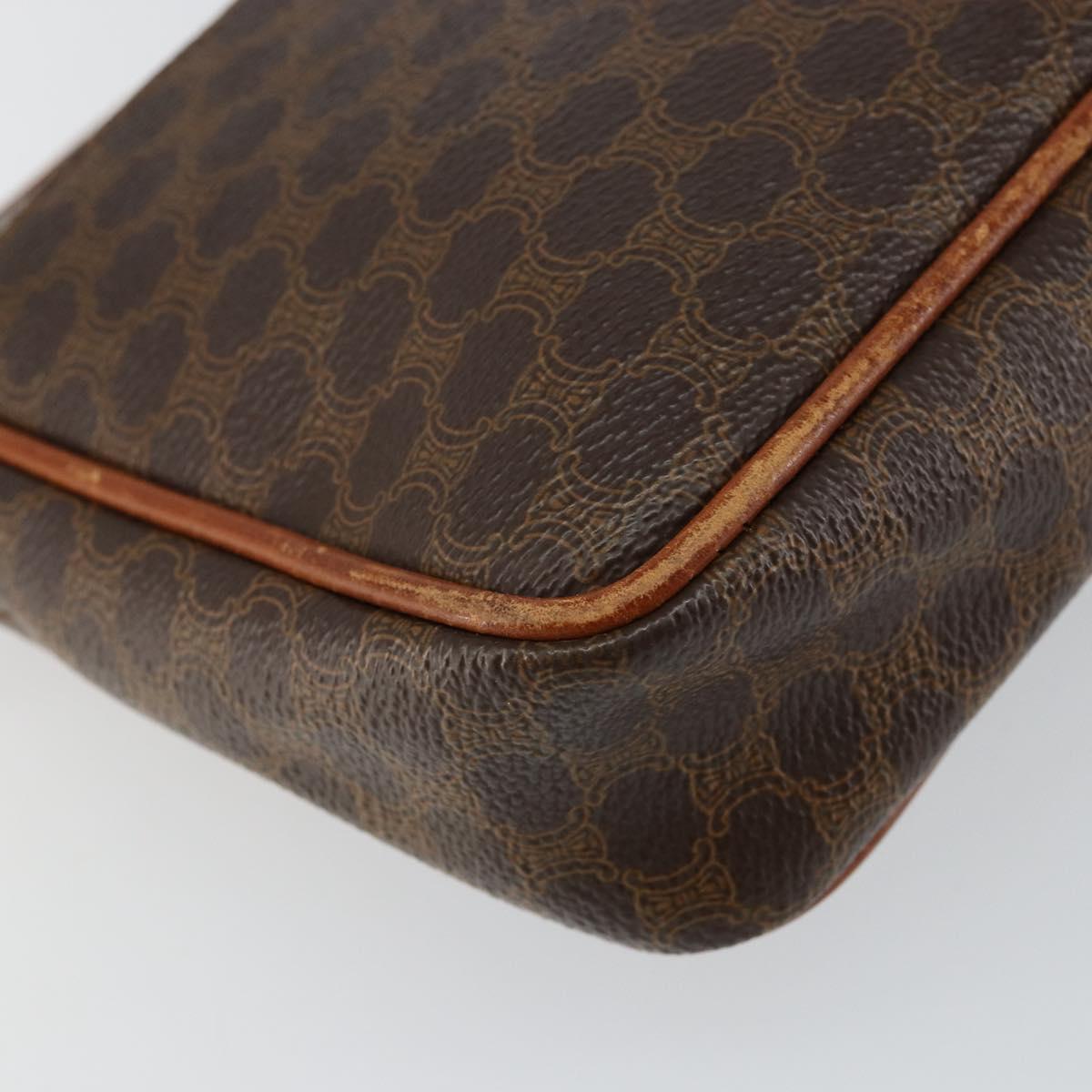 CELINE Macadam Canvas Shoulder Bag PVC Leather Brown Gold Auth bs29949