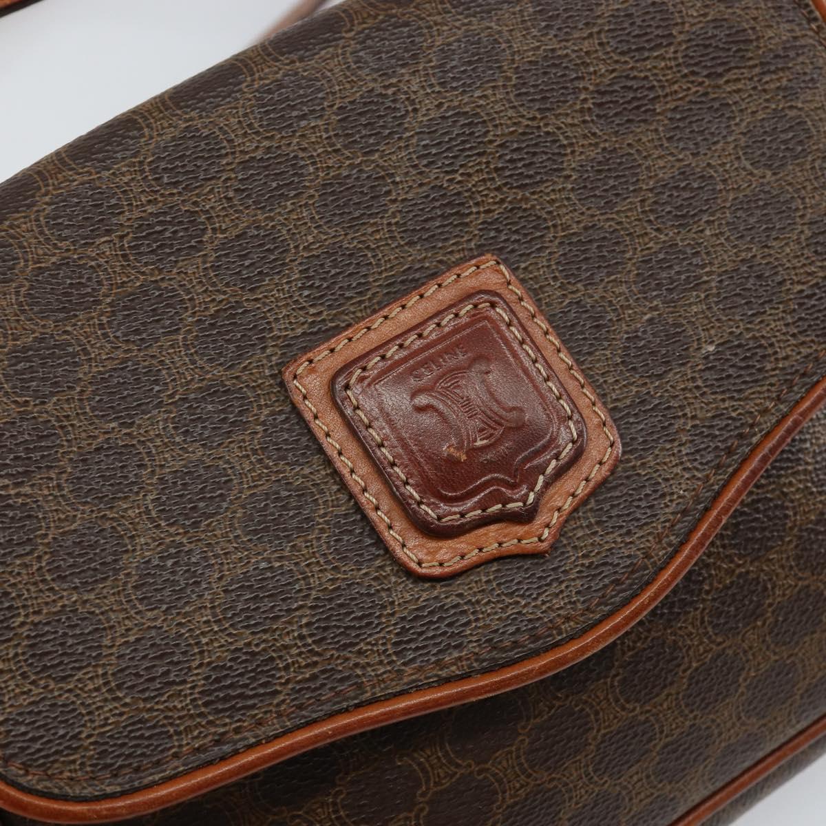 CELINE Macadam Canvas Shoulder Bag PVC Leather Brown Gold Auth bs29949