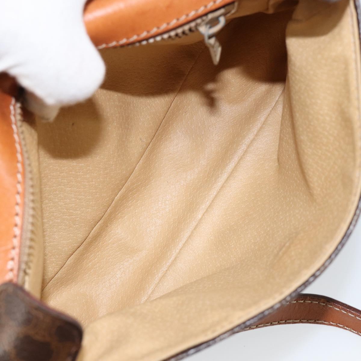 CELINE Macadam Canvas Shoulder Bag PVC Leather Brown Gold Auth bs29949