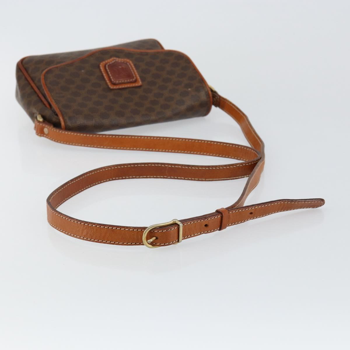 CELINE Macadam Canvas Shoulder Bag PVC Leather Brown Gold Auth bs29949