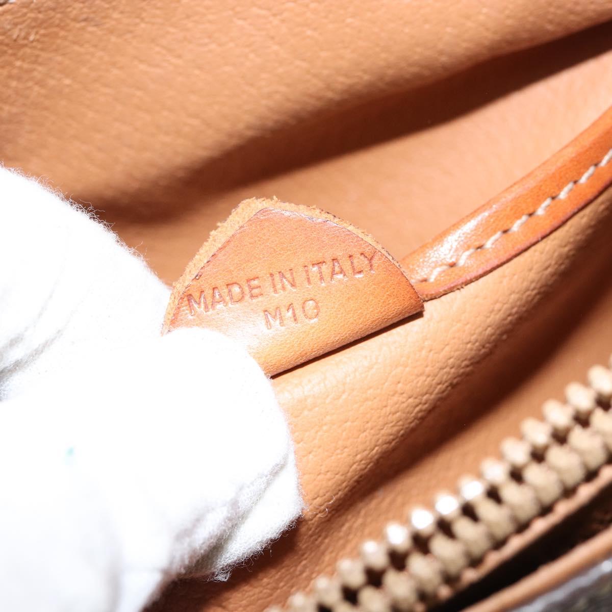 CELINE Macadam Canvas Shoulder Bag PVC Leather Brown Gold Auth bs29950