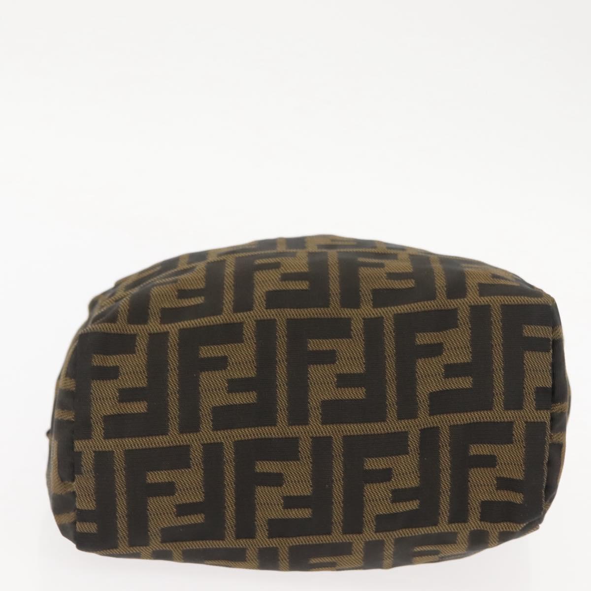 FENDI Zucca Canvas Hand Bag Black Brown Auth bs29951