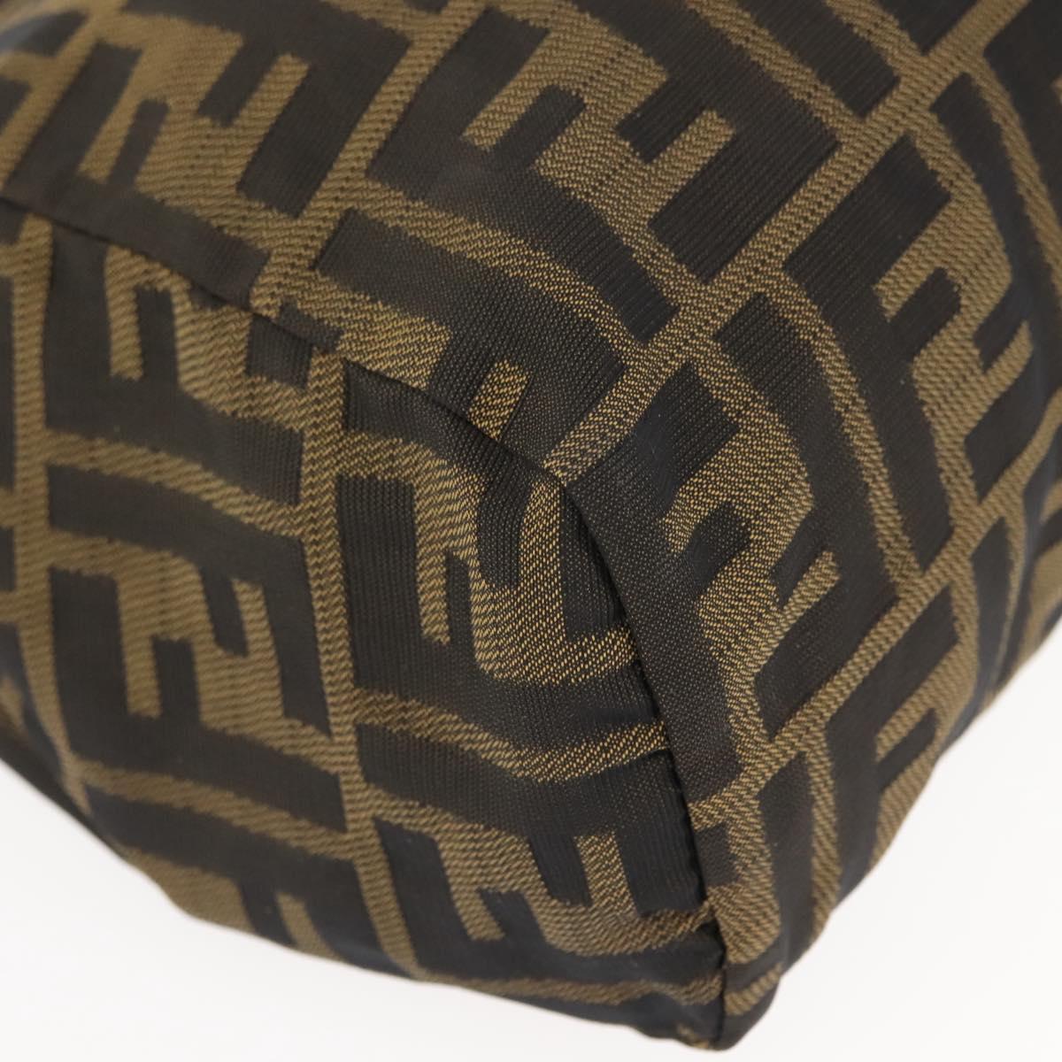 FENDI Zucca Canvas Hand Bag Black Brown Auth bs29951