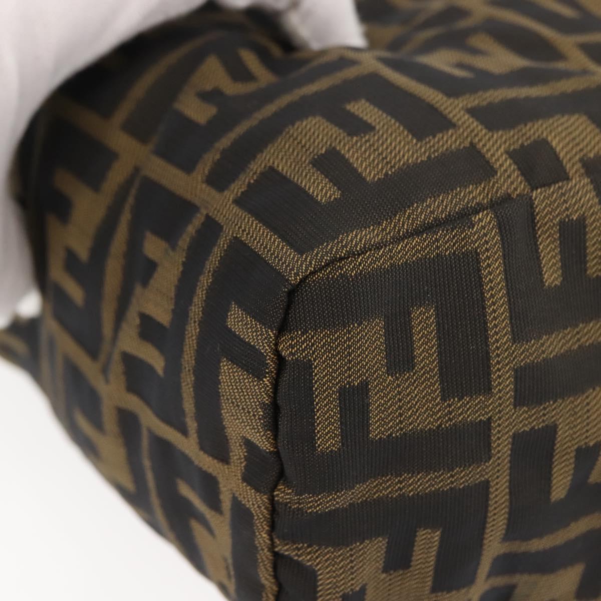 FENDI Zucca Canvas Hand Bag Black Brown Auth bs29951