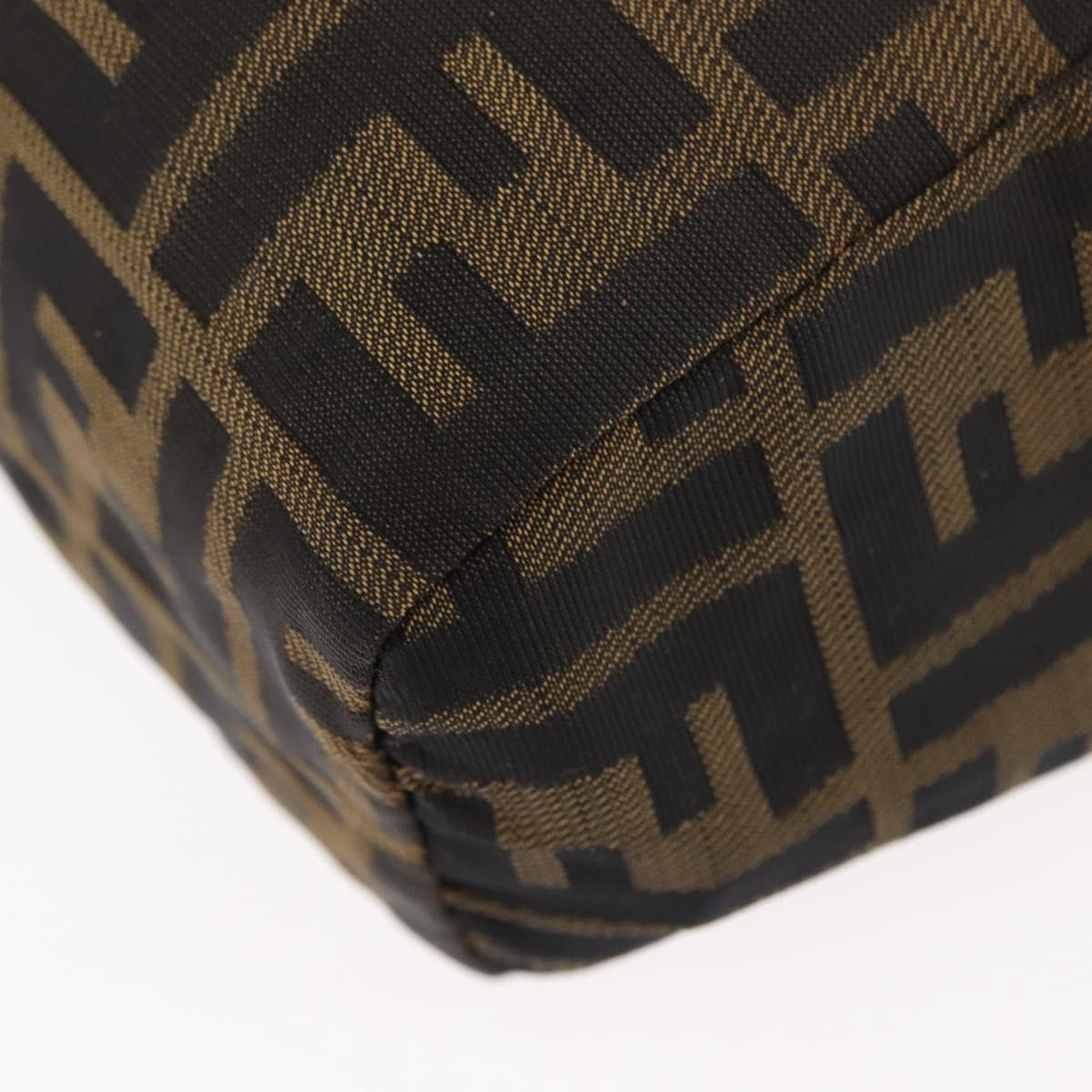 FENDI Zucca Canvas Hand Bag Black Brown Auth bs29951