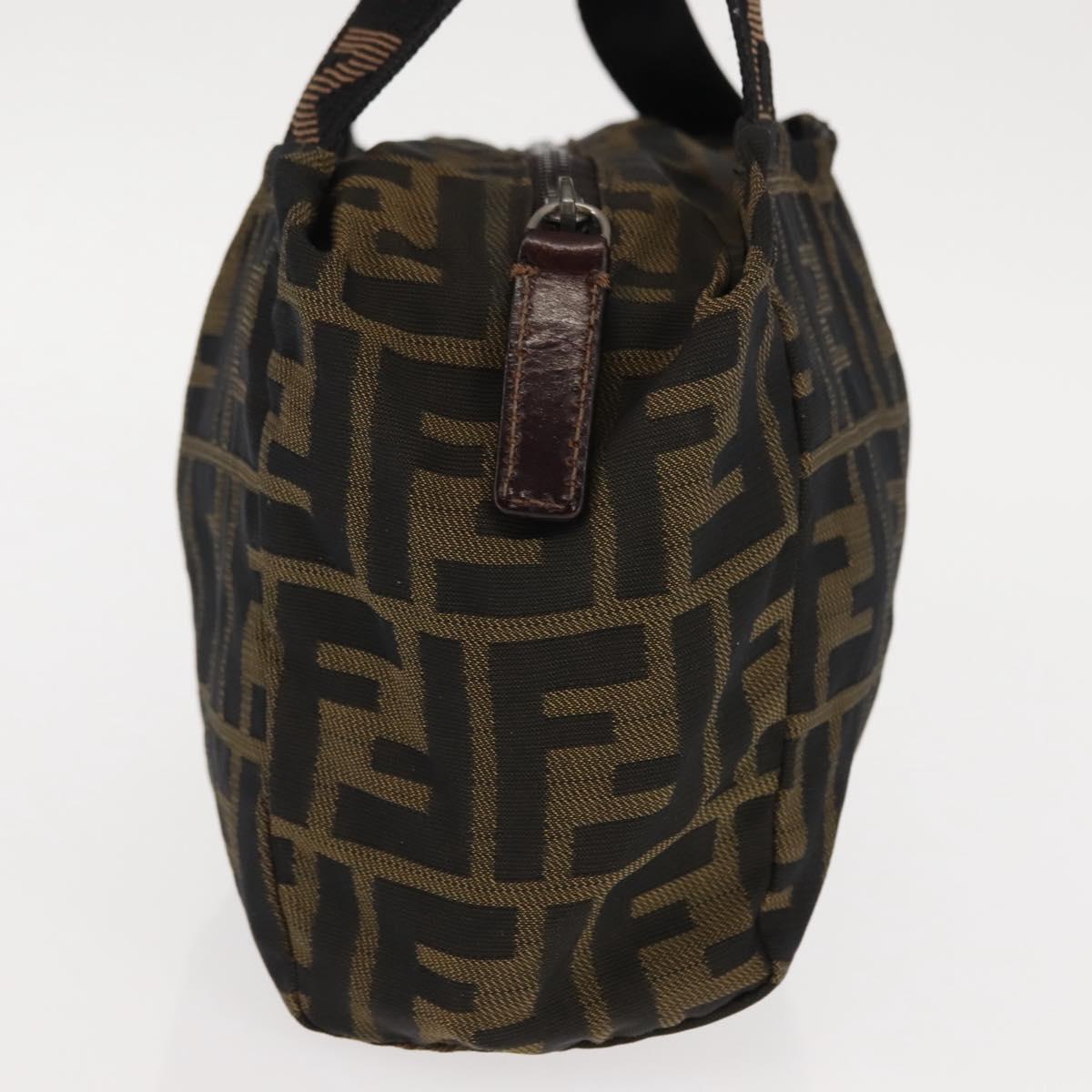 FENDI Zucca Canvas Hand Bag Black Brown Auth bs29951