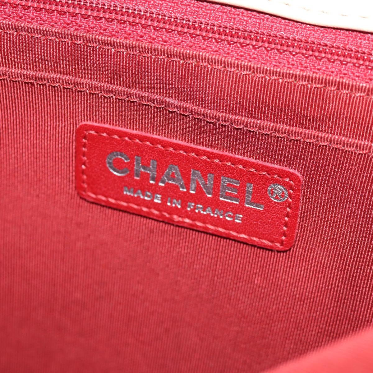 CHANEL V Stitch Flap Chain Shoulder Bag Cotton Red Silver CC Auth bs29952V