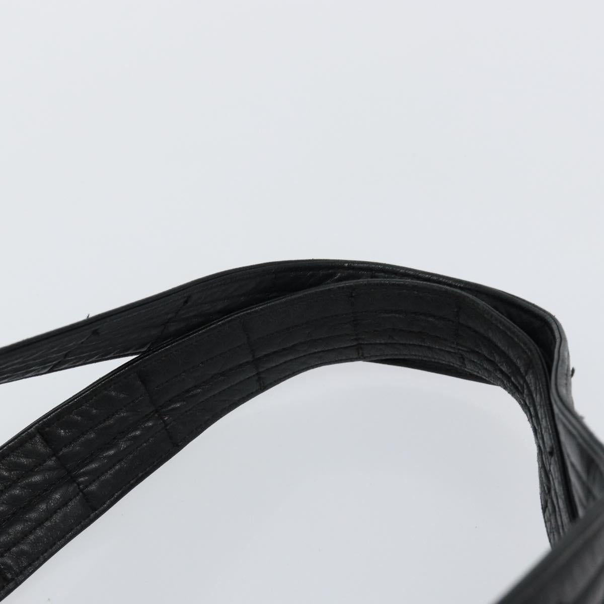 CHANEL Embossed Logo Unlimited Boston Bag Leather Black Silver CC Auth bs29953