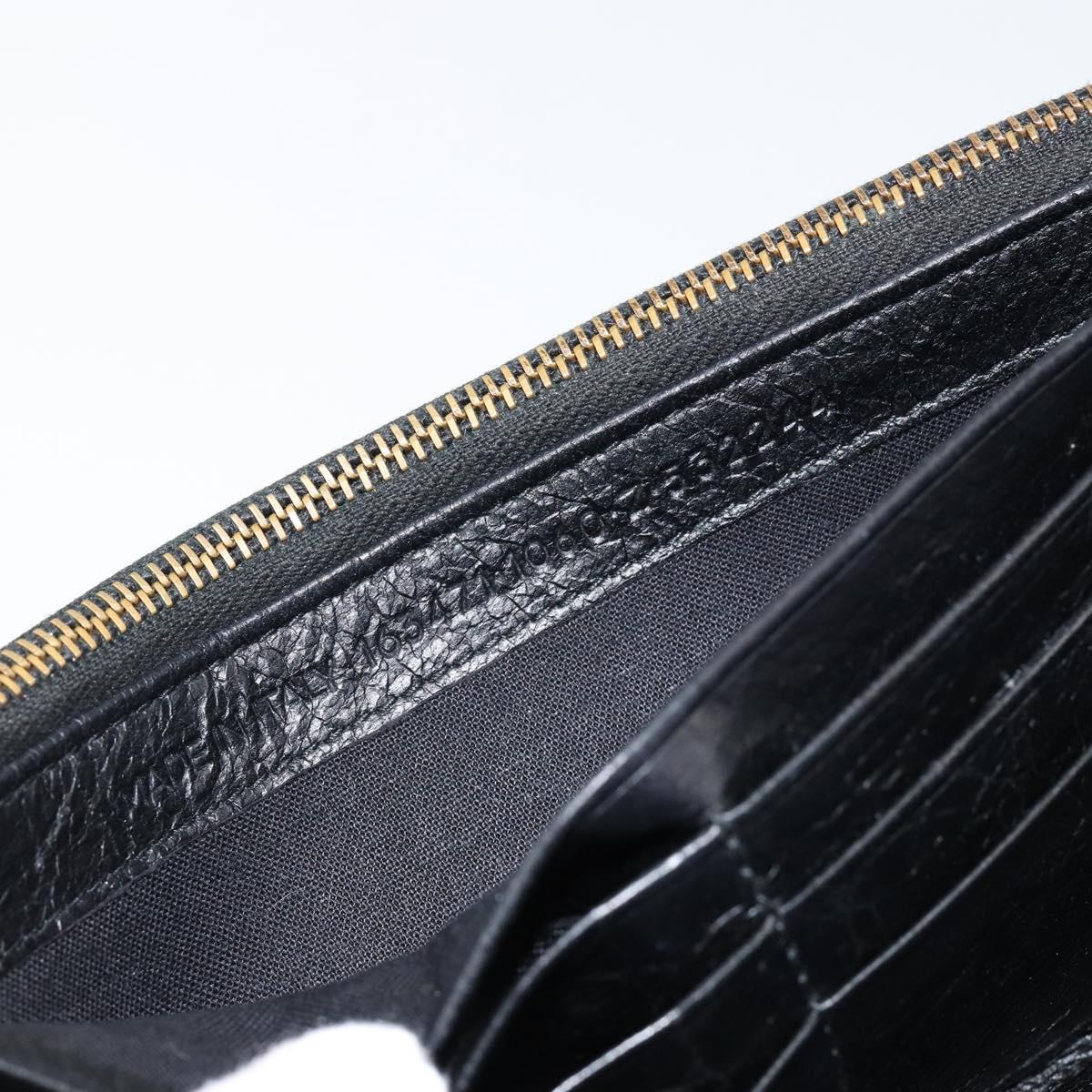 BALENCIAGA Continental Graffiti Wallet Leather Black Gold 164471 Auth bs29956