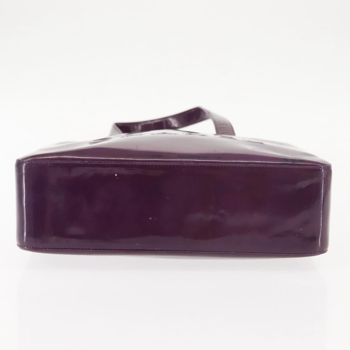 CHANEL Tote Bag Patent leather Purple Gold CC Auth bs29957