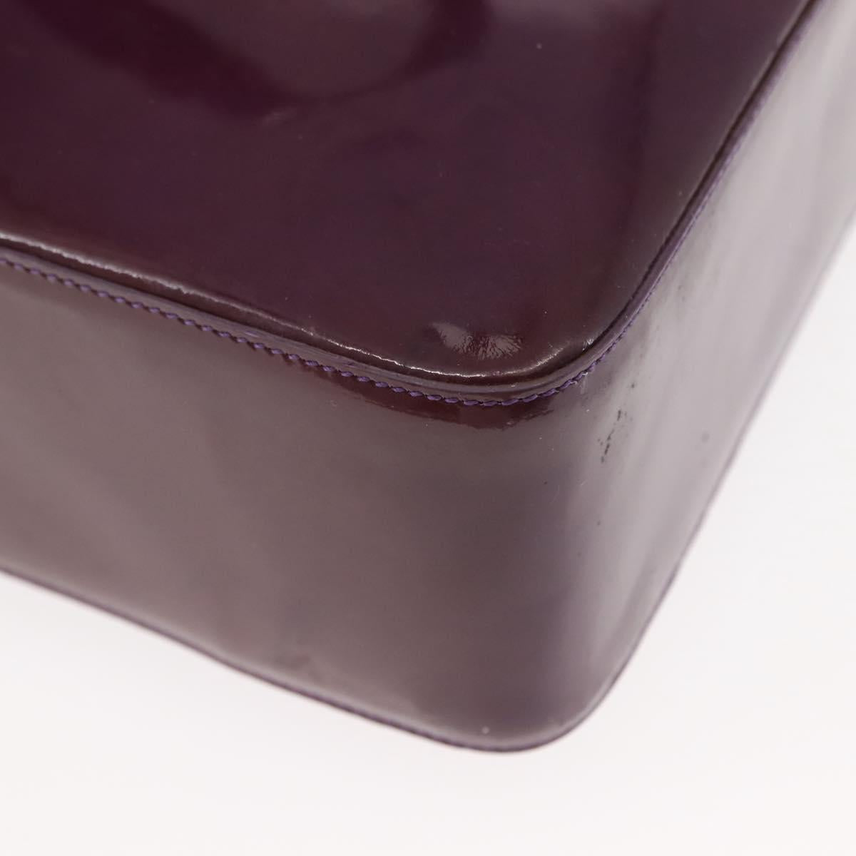 CHANEL Tote Bag Patent leather Purple Gold CC Auth bs29957