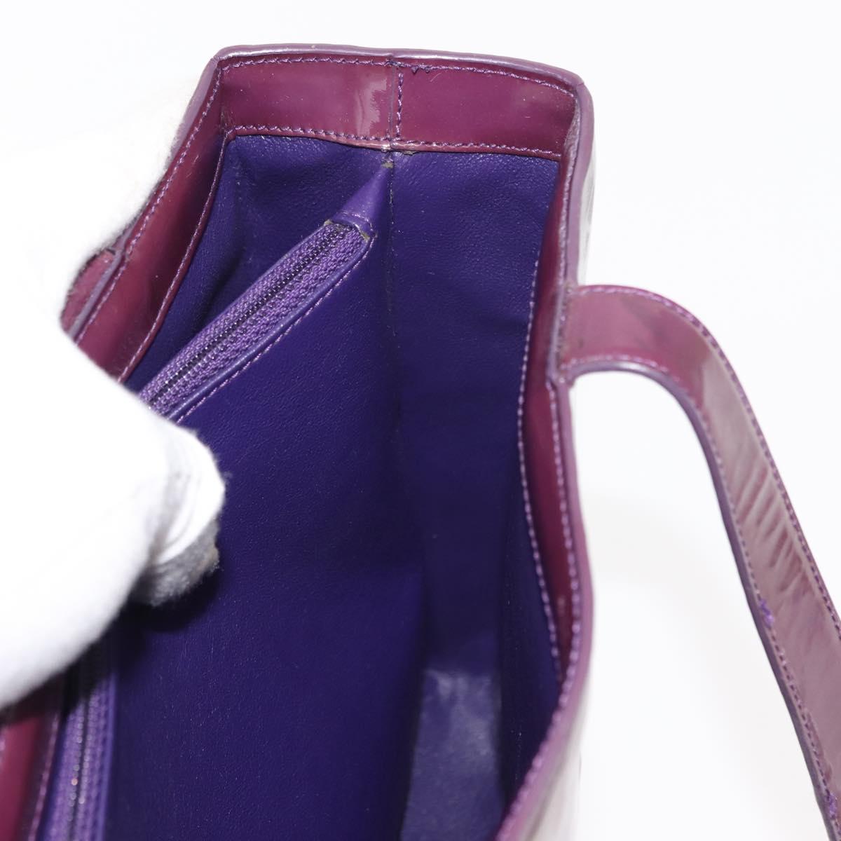 CHANEL Tote Bag Patent leather Purple Gold CC Auth bs29957