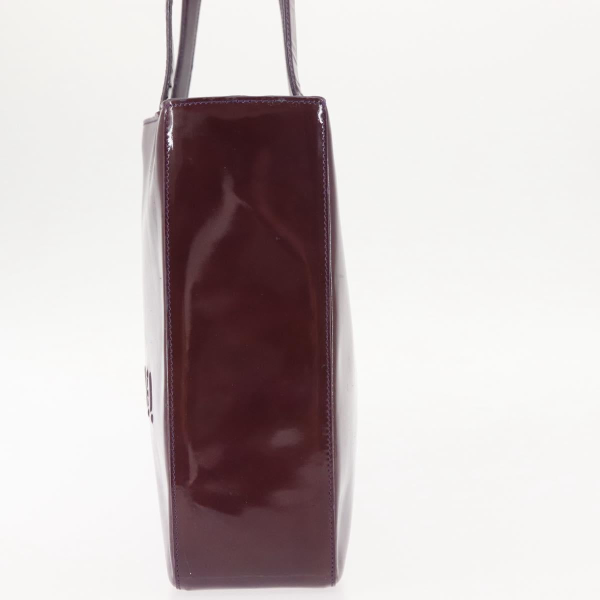 CHANEL Tote Bag Patent leather Purple Gold CC Auth bs29957
