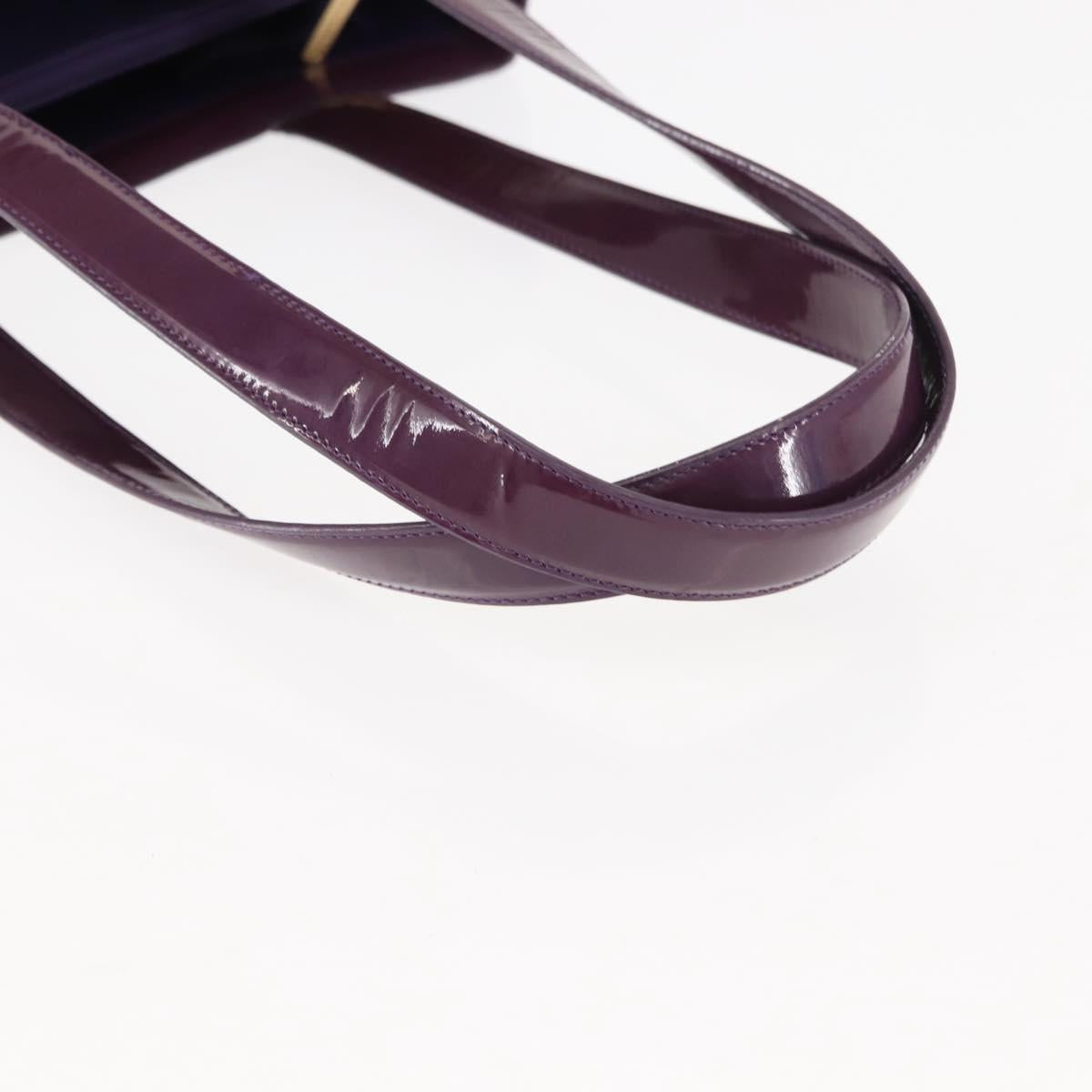 CHANEL Tote Bag Patent leather Purple Gold CC Auth bs29957