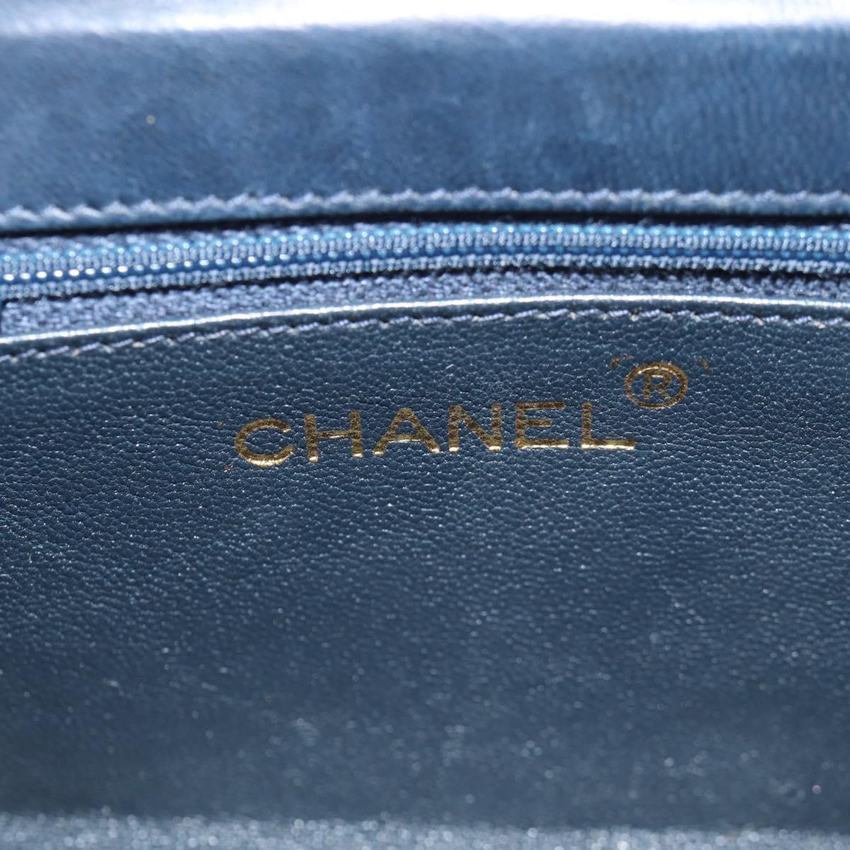 CHANEL Camellia Matelasse Flap Chain Bag Velor Navy Gold CC Auth bs29963V