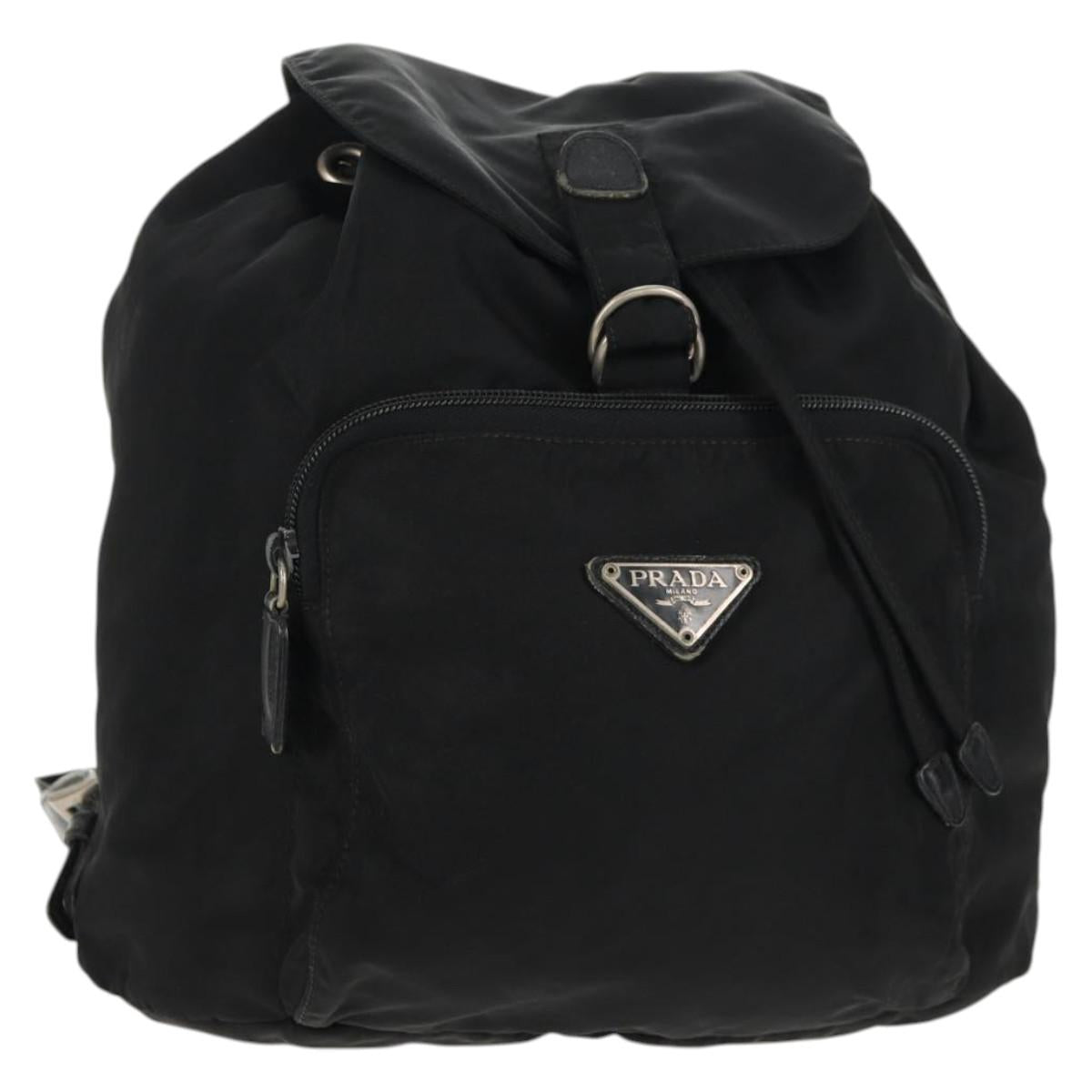 PRADA Backpack Nylon Black Silver Auth bs29965
