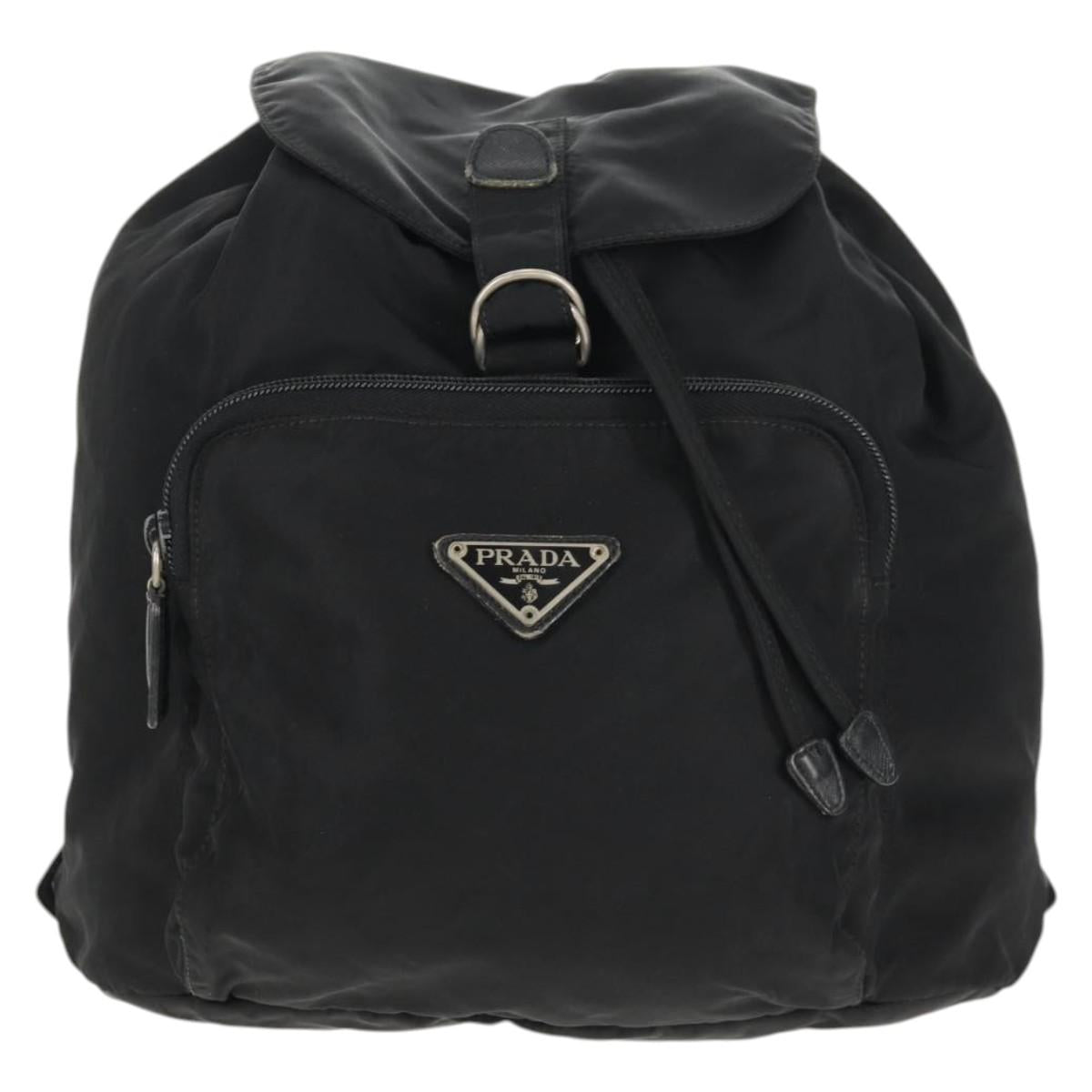 PRADA Backpack Nylon Black Silver Auth bs29965