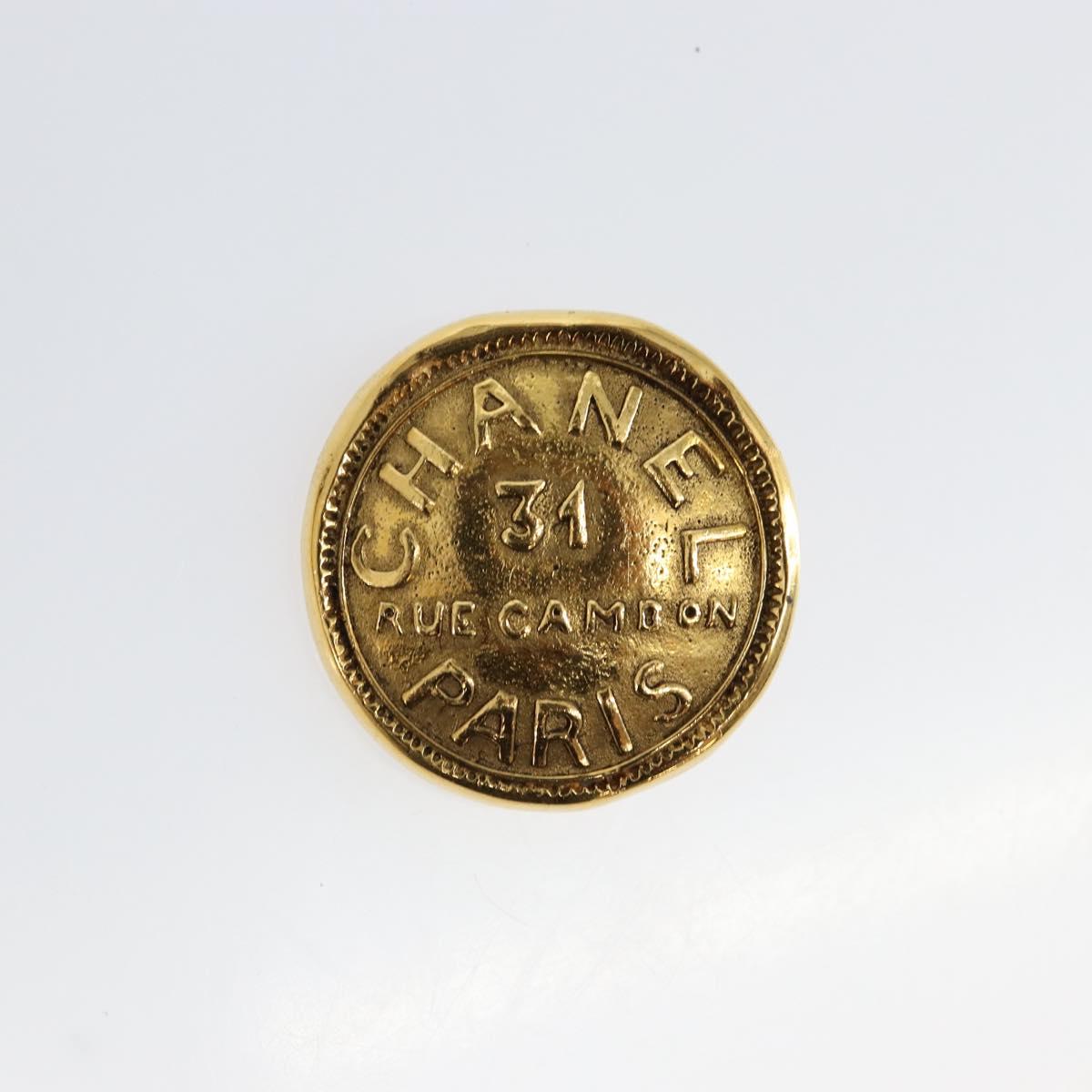 CHANEL 31 RUE CAMBON PARIS Brooch Gold Tone CC Auth bs29968