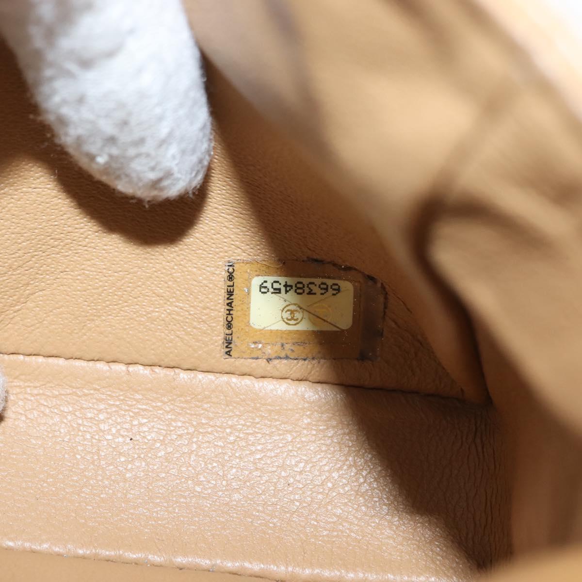 CHANEL Choco Bar Flap Chain Shoulder Bag Lamb Skin Beige Gold CC Auth bs29970