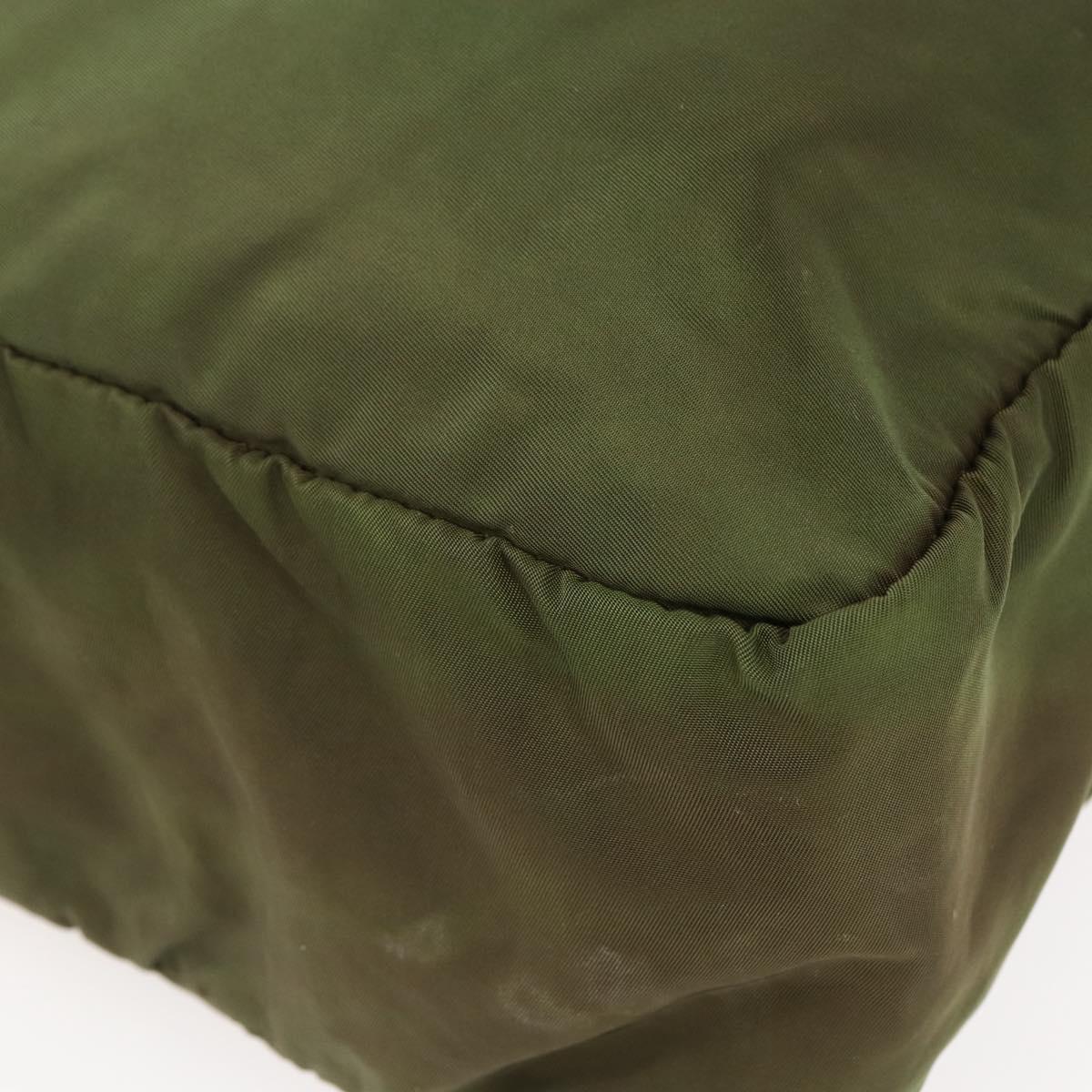 PRADA Tote Bag Nylon Khaki Silver Auth bs29971