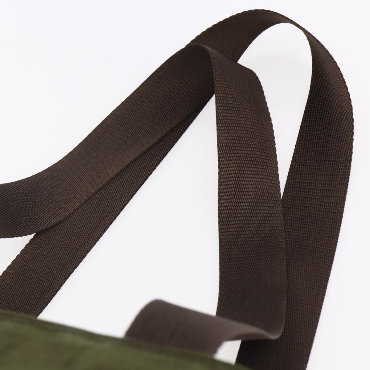 PRADA Tote Bag Nylon Khaki Silver Auth bs29971