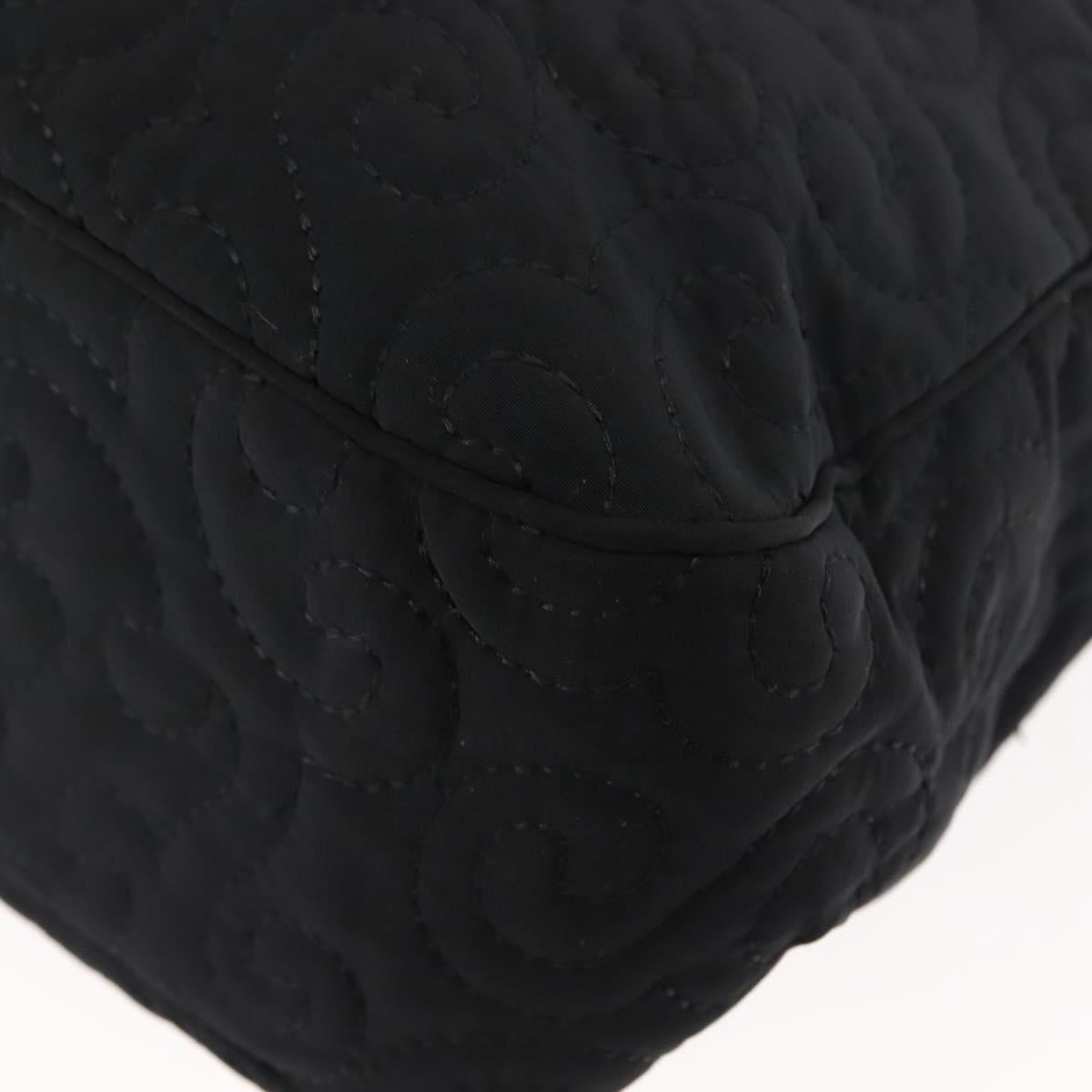 SAINT LAURENT Tote Bag Nylon Black Gold Auth bs29972