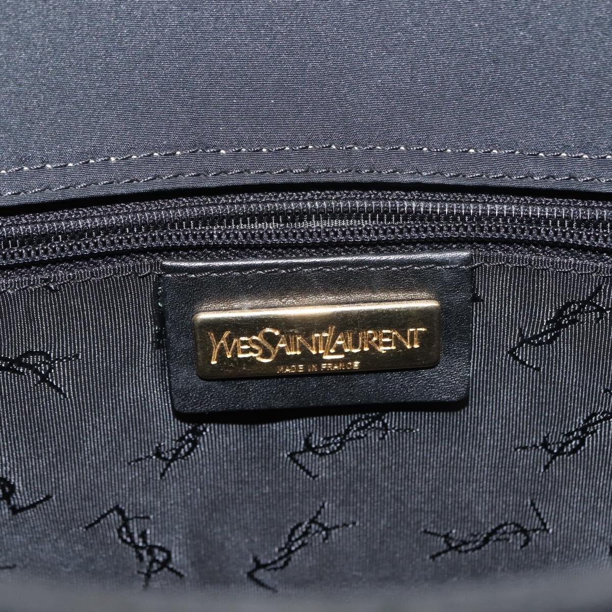 SAINT LAURENT Tote Bag Nylon Black Gold Auth bs29972