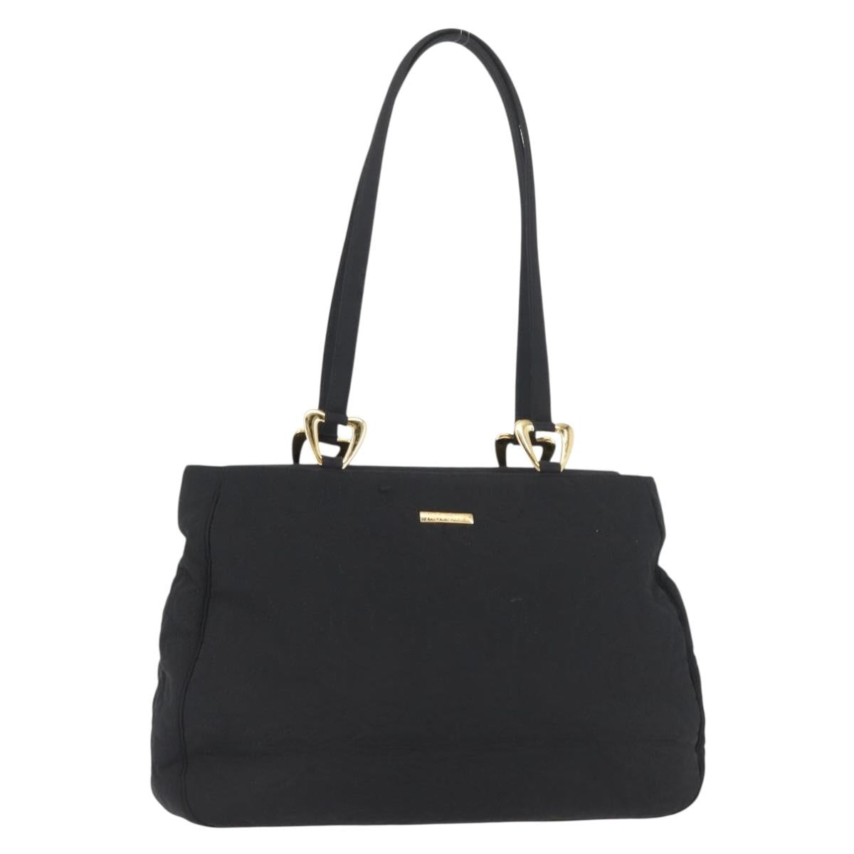 SAINT LAURENT Tote Bag Nylon Black Gold Auth bs29972