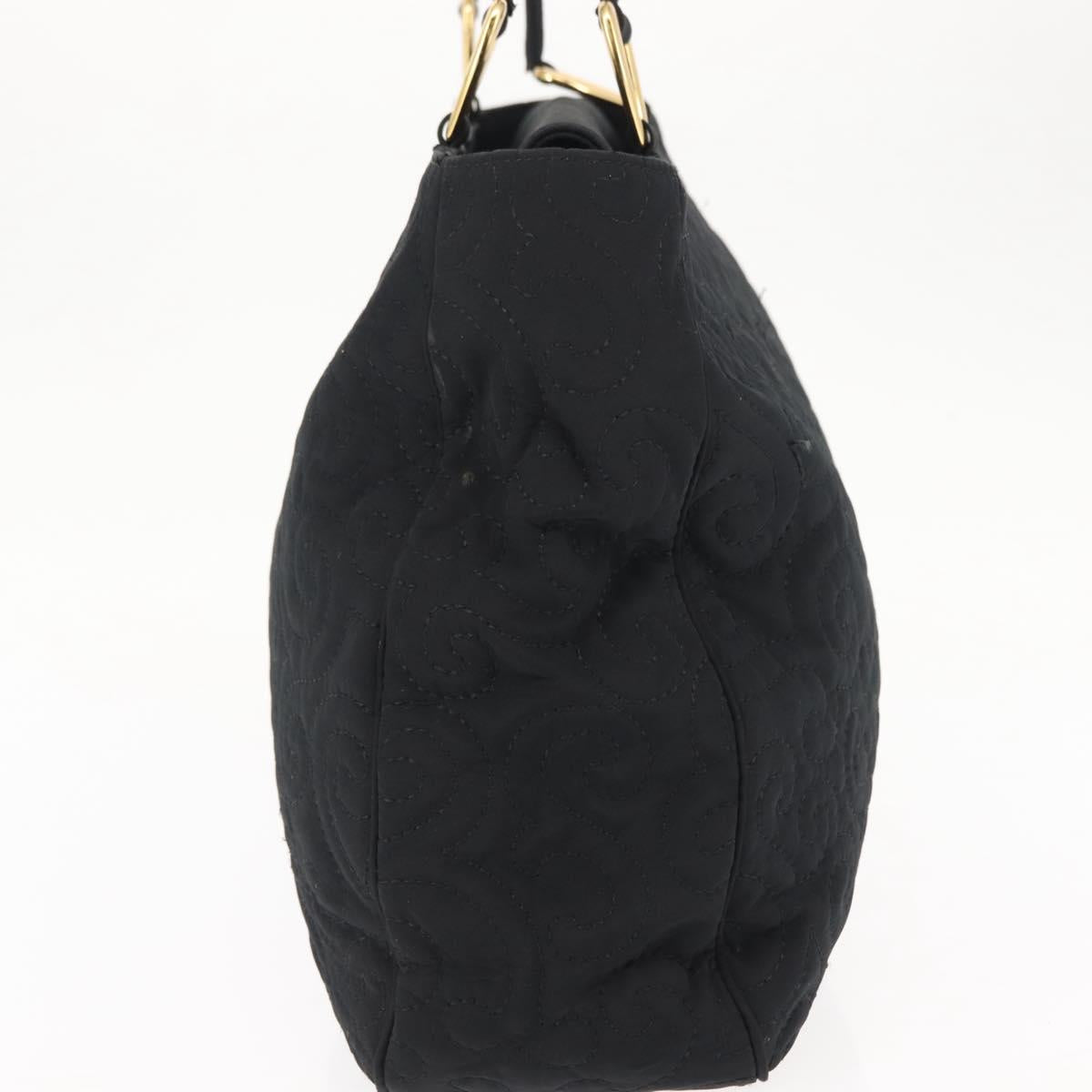 SAINT LAURENT Tote Bag Nylon Black Gold Auth bs29972