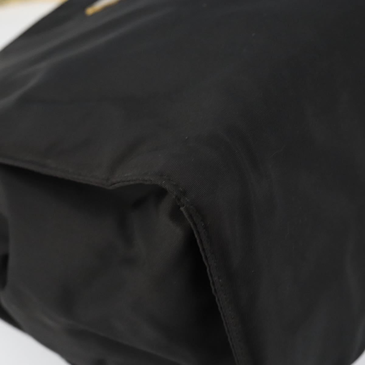 PRADA Hand Bag Nylon Black Gold Auth bs29974