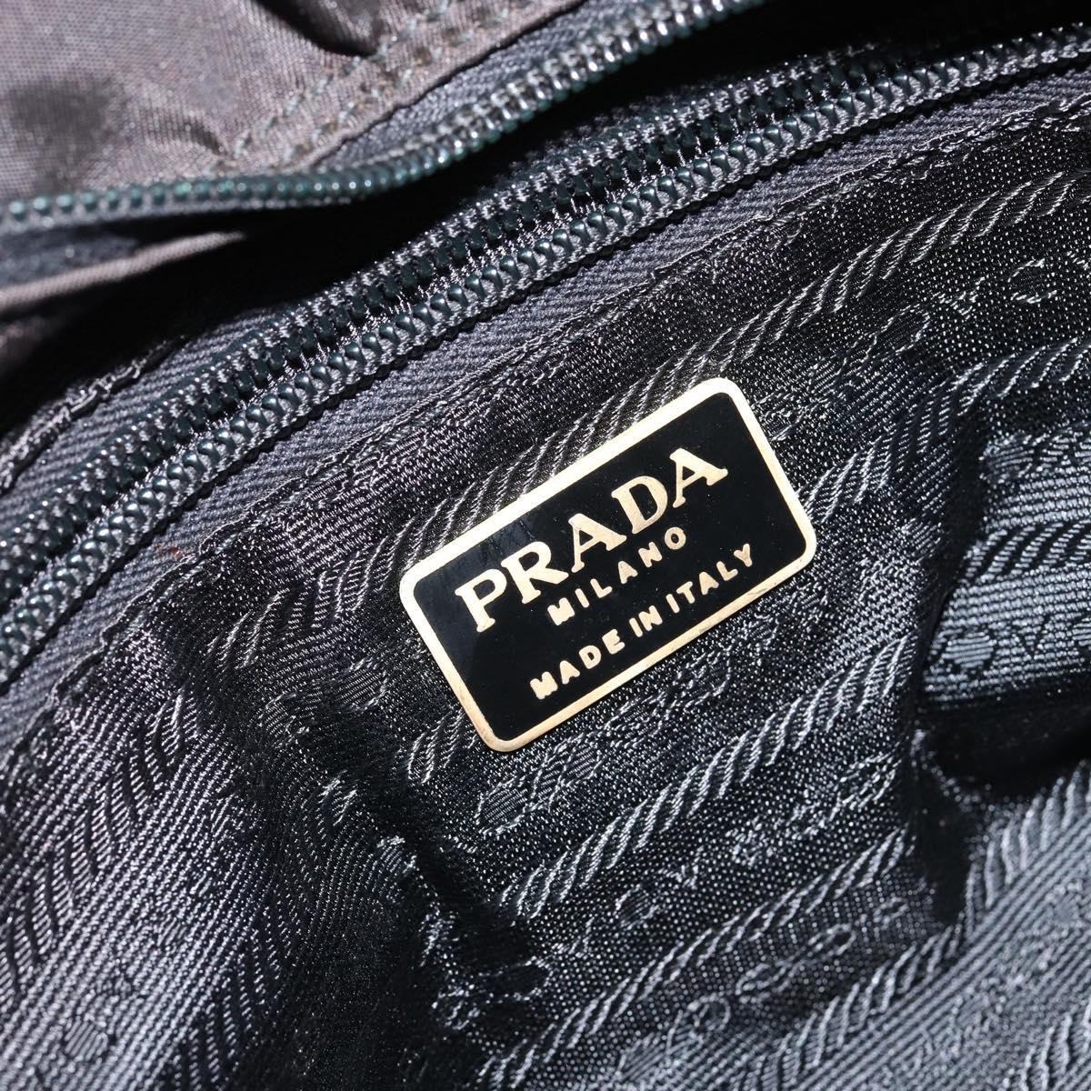 PRADA Hand Bag Nylon Black Gold Auth bs29974