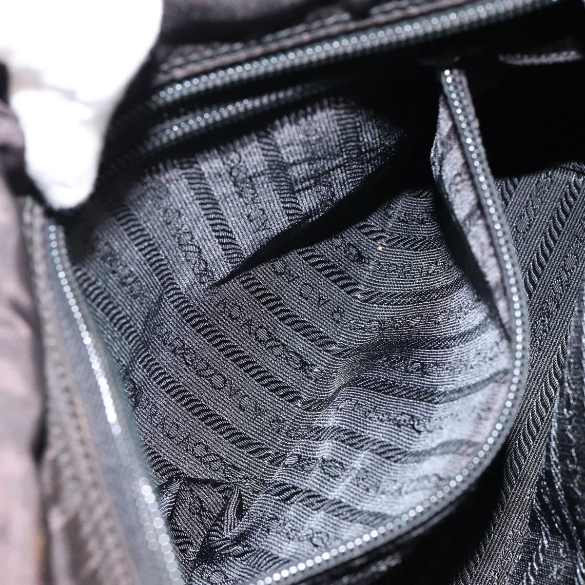 PRADA Hand Bag Nylon Black Gold Auth bs29974