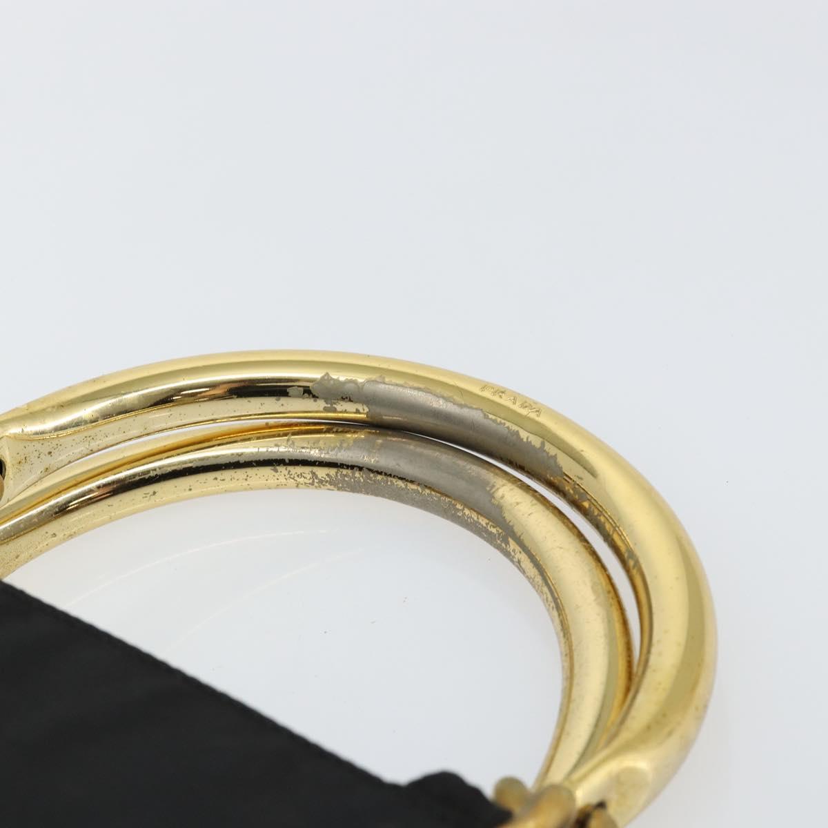 PRADA Hand Bag Nylon Black Gold Auth bs29974