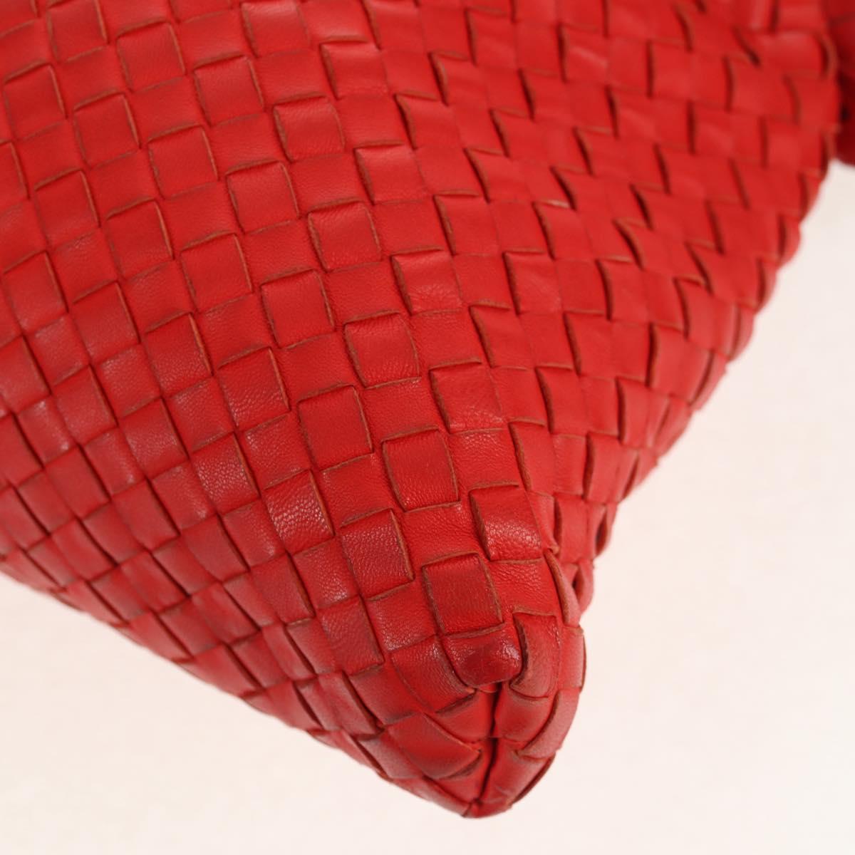 BOTTEGA VENETA INTRECCIATO Hand Bag Leather 2way Red Auth bs29977