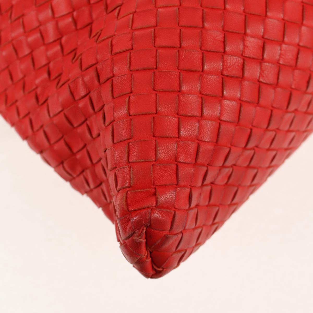 BOTTEGA VENETA INTRECCIATO Hand Bag Leather 2way Red Auth bs29977