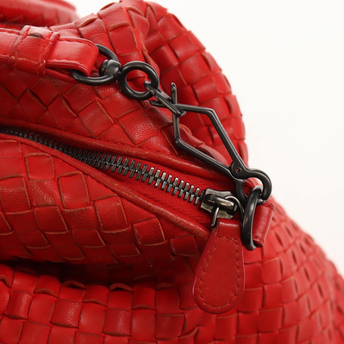 BOTTEGA VENETA INTRECCIATO Hand Bag Leather 2way Red Auth bs29977