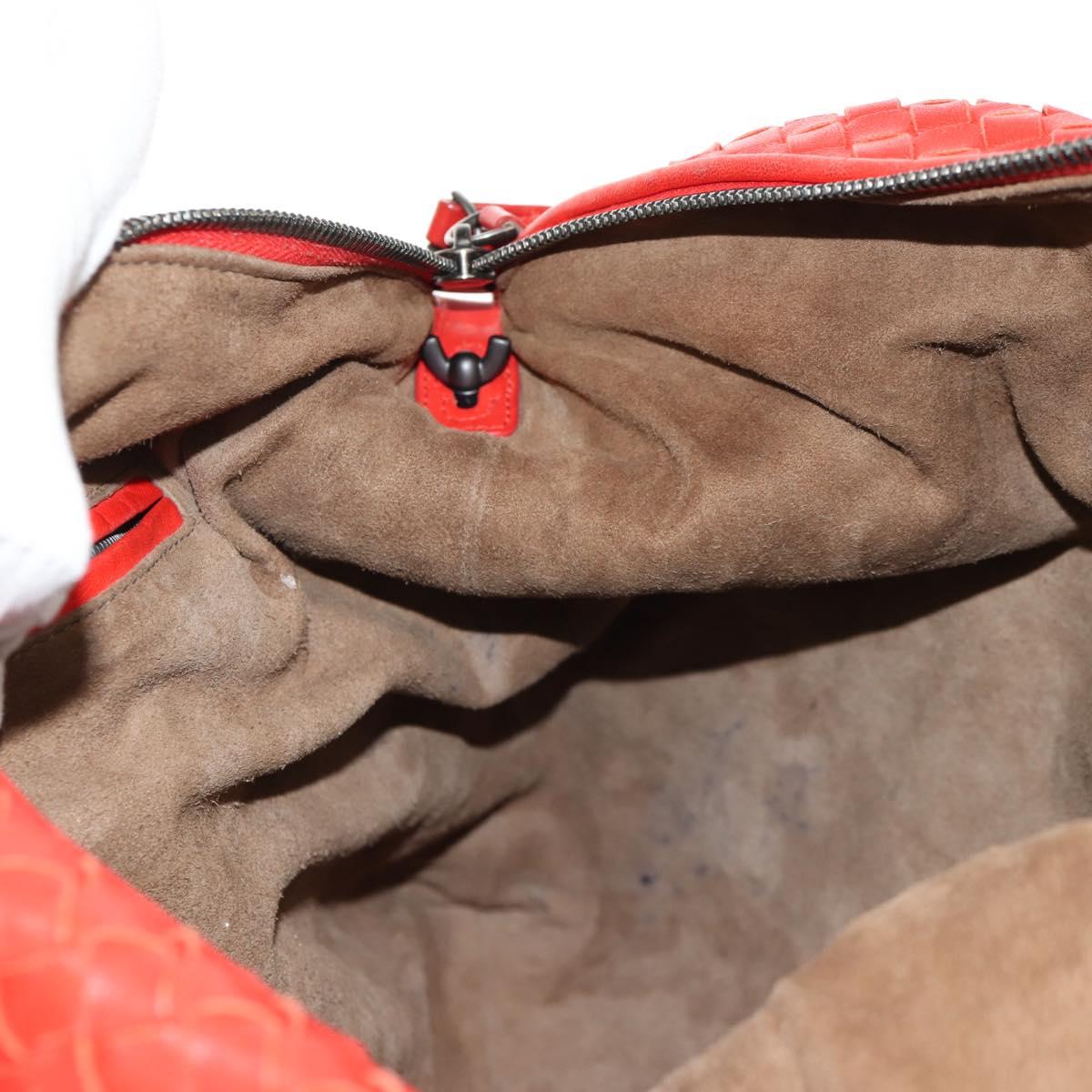 BOTTEGA VENETA INTRECCIATO Hand Bag Leather 2way Red Auth bs29977