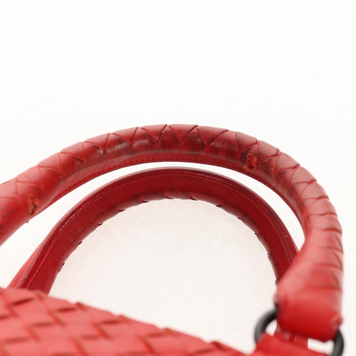 BOTTEGA VENETA INTRECCIATO Hand Bag Leather 2way Red Auth bs29977