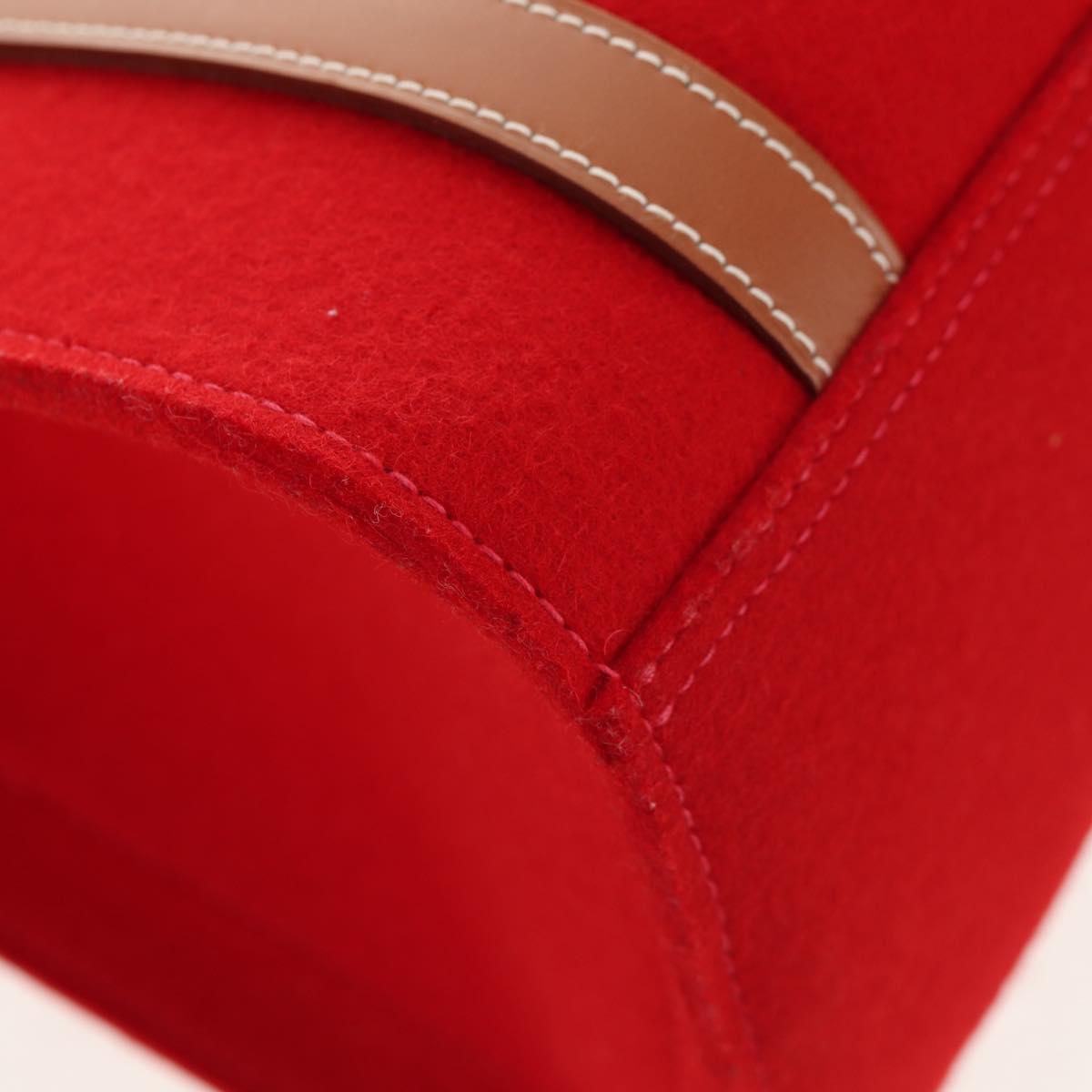 HERMES Cabaricol Shoulder Bag felt Red Silver Auth bs29978V
