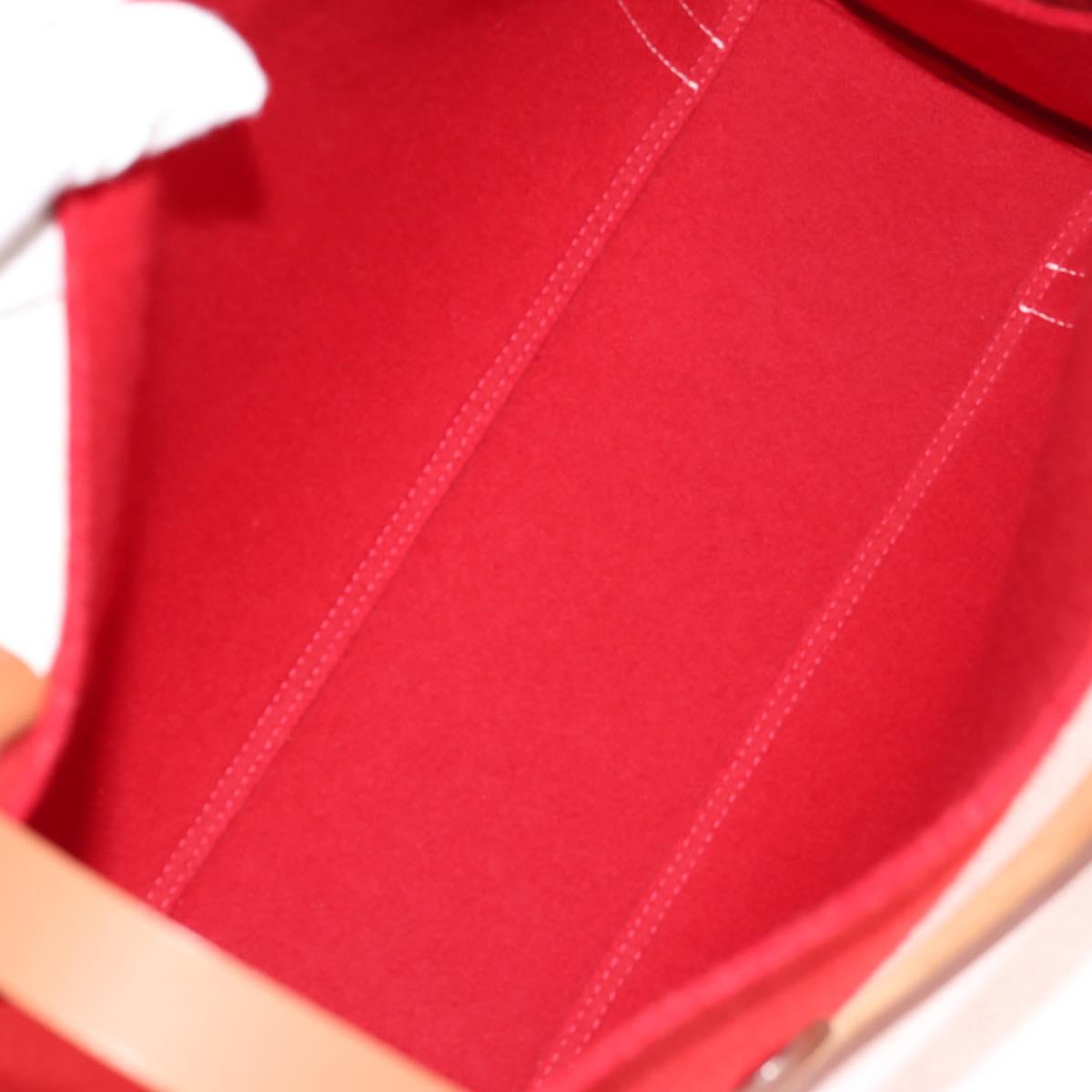 HERMES Cabaricol Shoulder Bag felt Red Silver Auth bs29978V