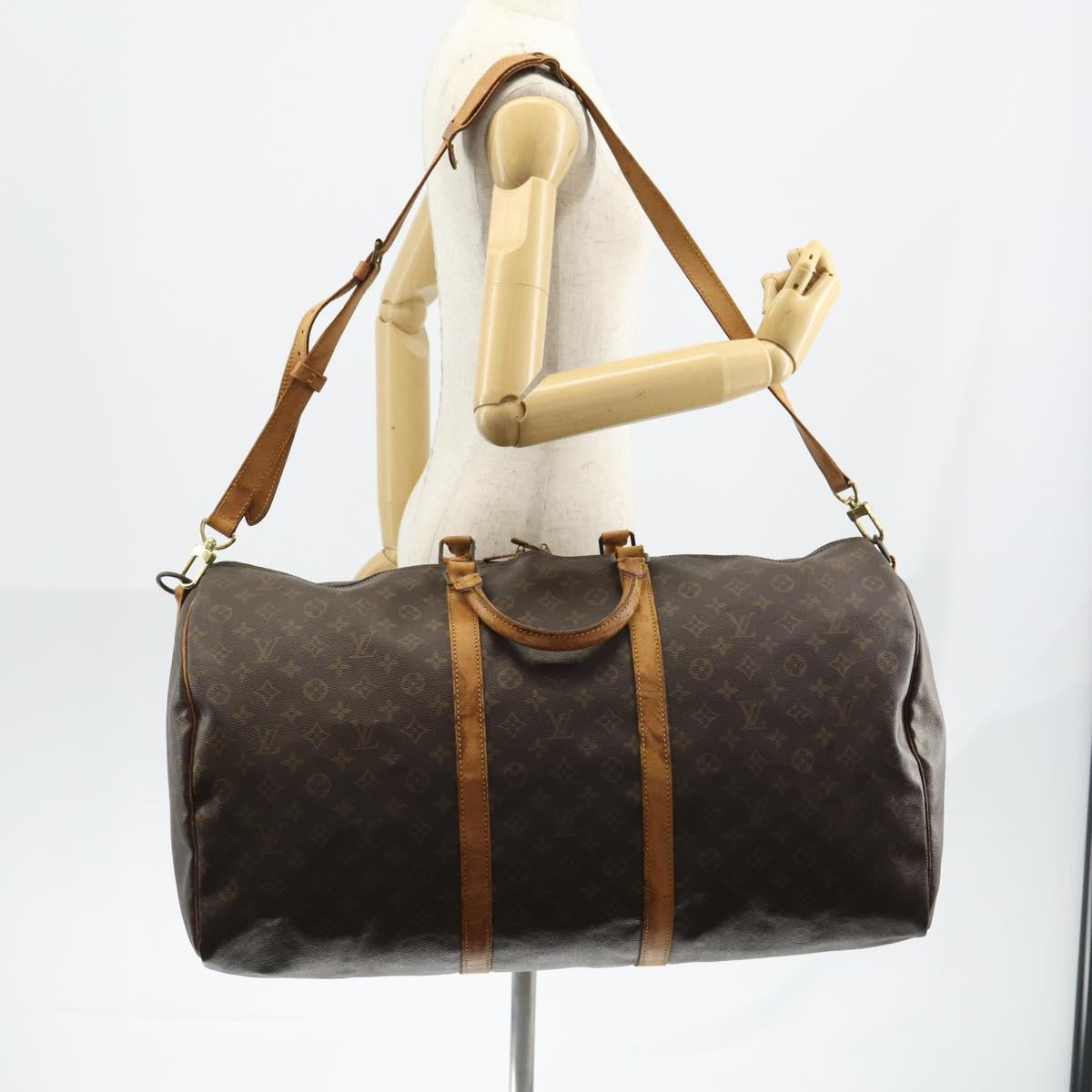 LOUIS VUITTON Monogram Keepall Bandouliere 60 Boston Bag M41412 LV Auth bs29981