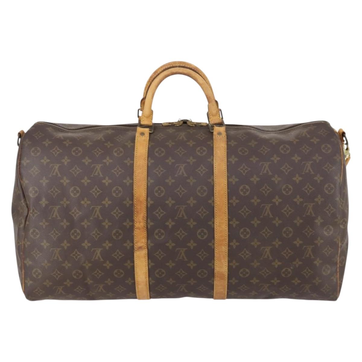 LOUIS VUITTON Monogram Keepall Bandouliere 60 Boston Bag M41412 LV Auth bs29981