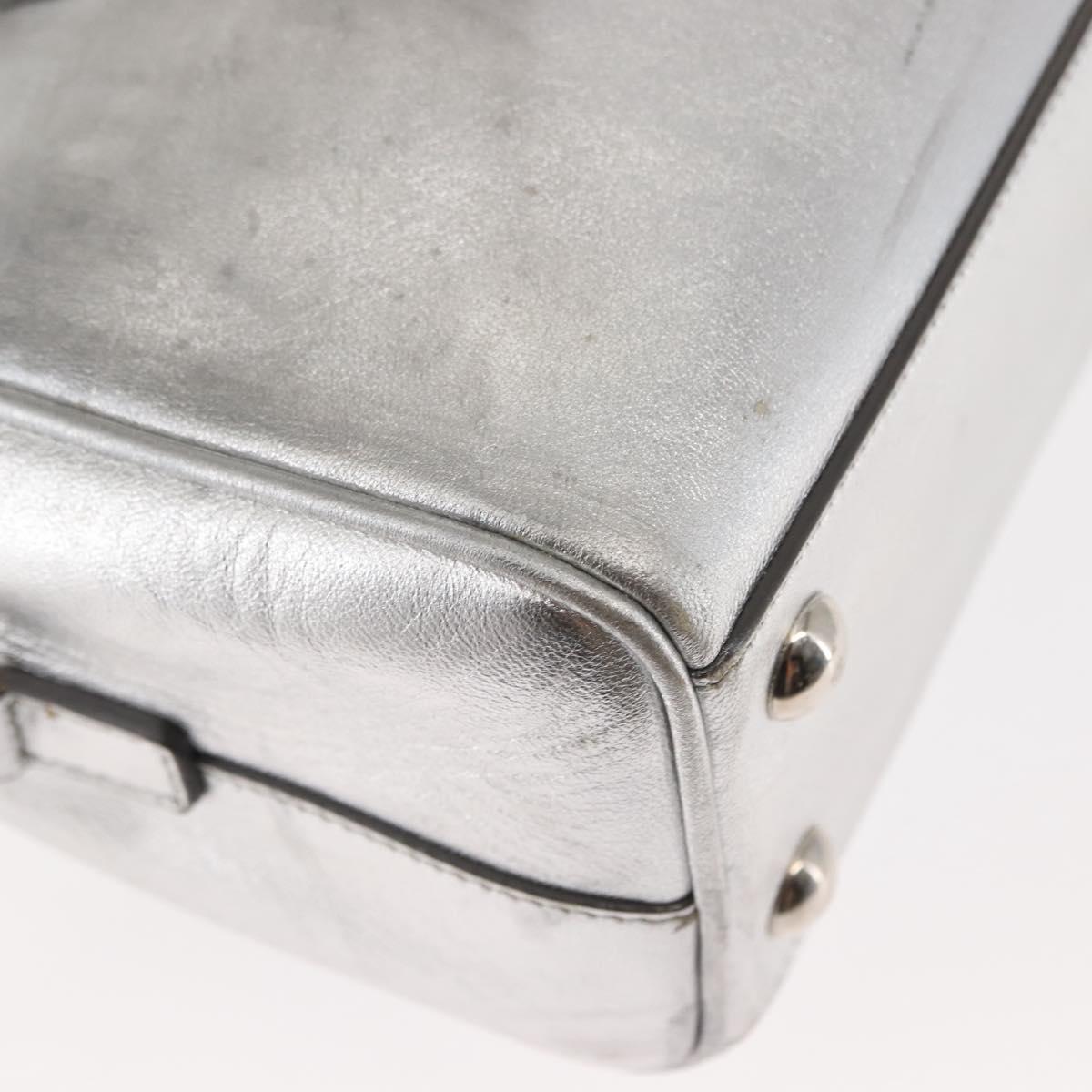 SAINT LAURENT Baby Duffel Mini Boston Bag Leather Silver Auth bs29986