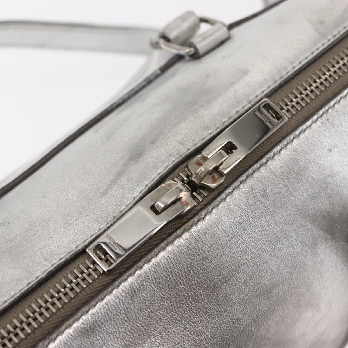 SAINT LAURENT Baby Duffel Mini Boston Bag Leather Silver Auth bs29986
