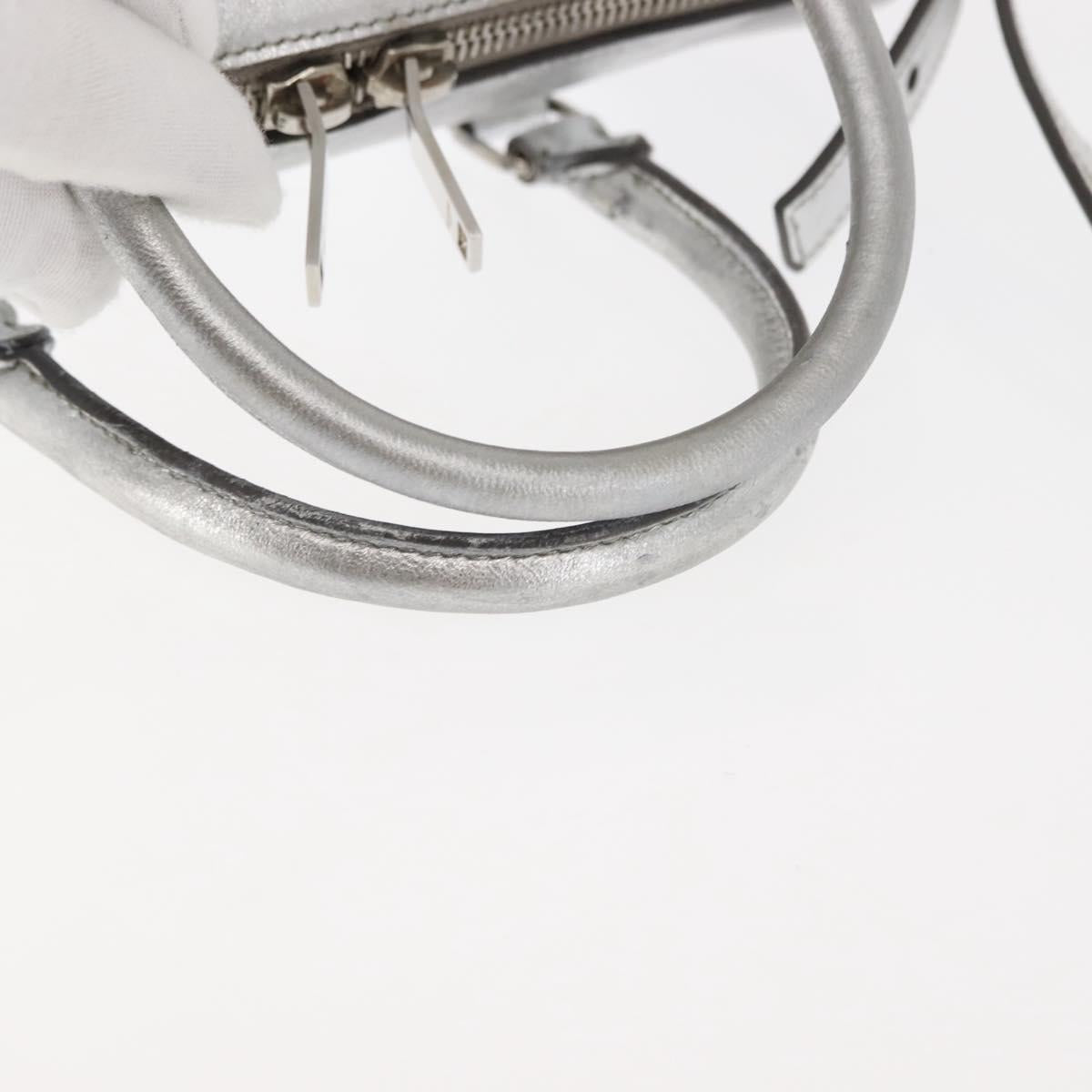 SAINT LAURENT Baby Duffel Mini Boston Bag Leather Silver Auth bs29986