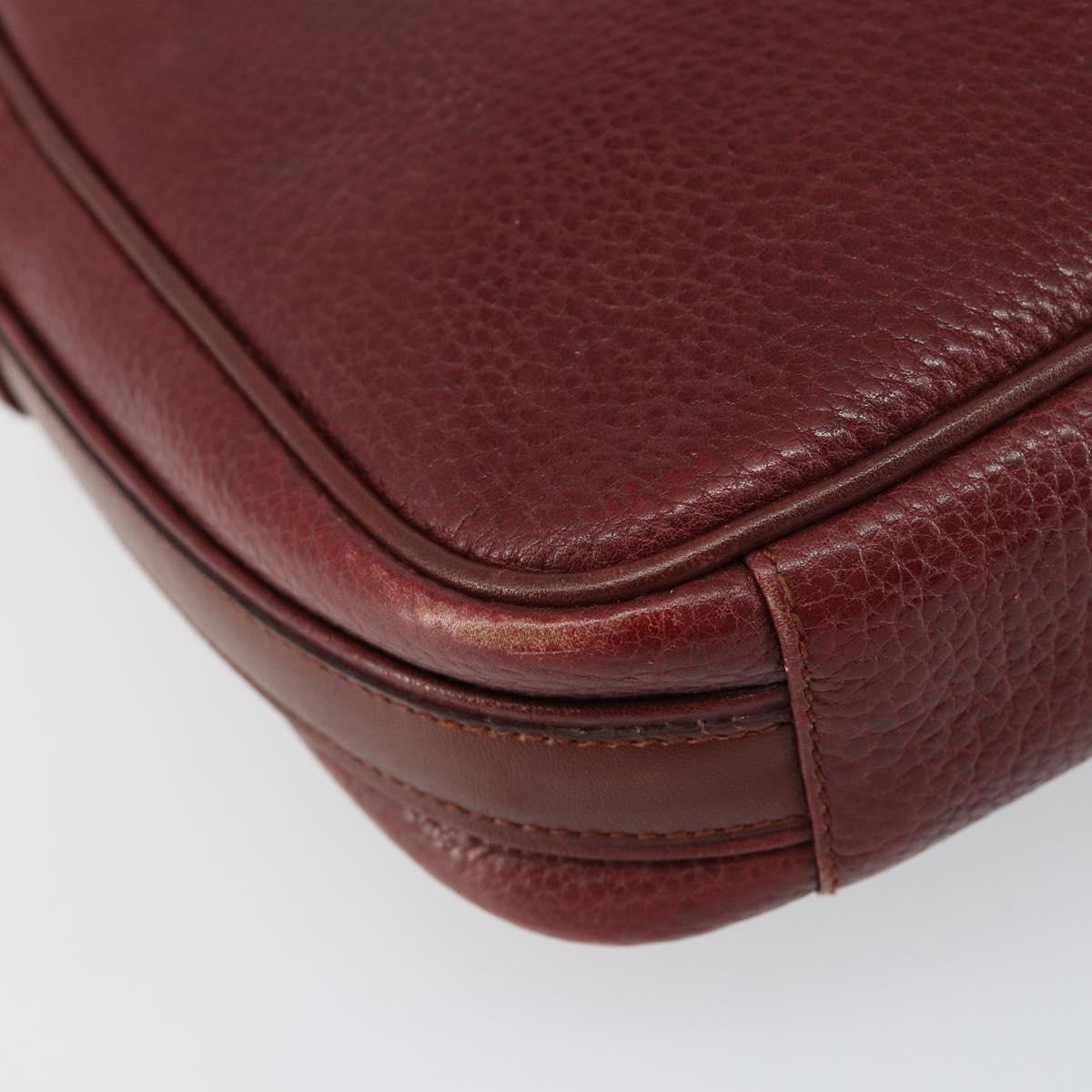 CARTIER Must Line Shoulder Bag Leather Bordeaux Gold Auth bs29989