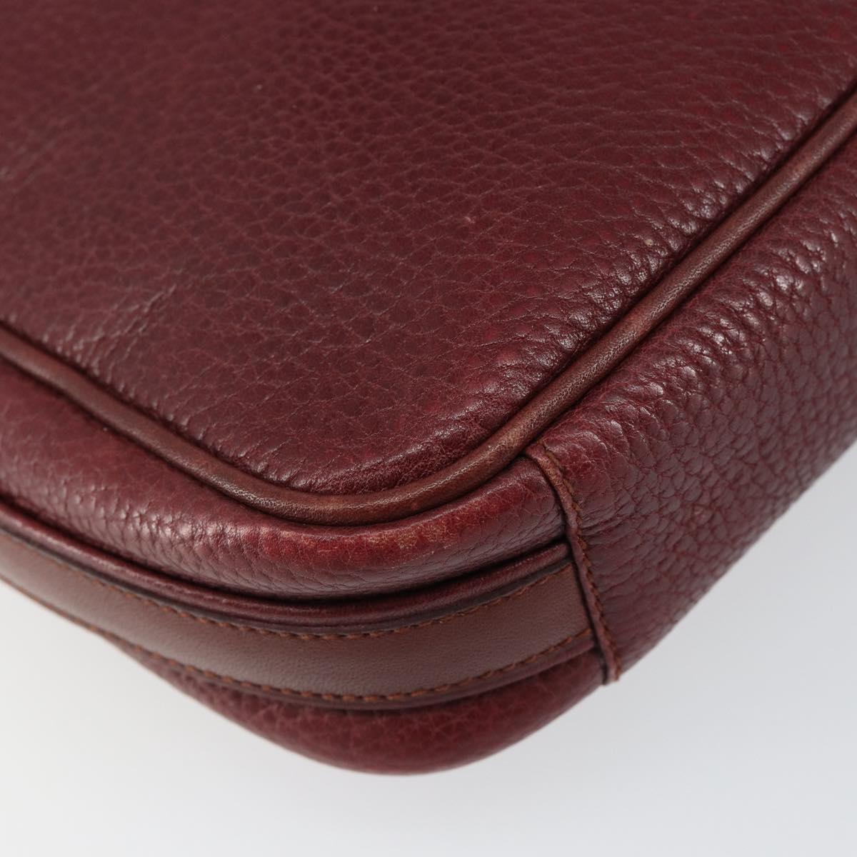 CARTIER Must Line Shoulder Bag Leather Bordeaux Gold Auth bs29989