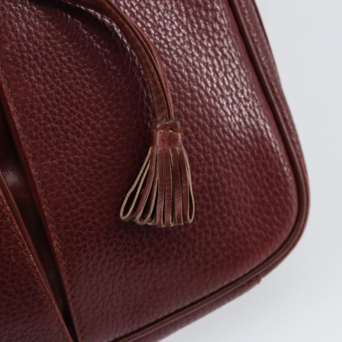 CARTIER Must Line Shoulder Bag Leather Bordeaux Gold Auth bs29989