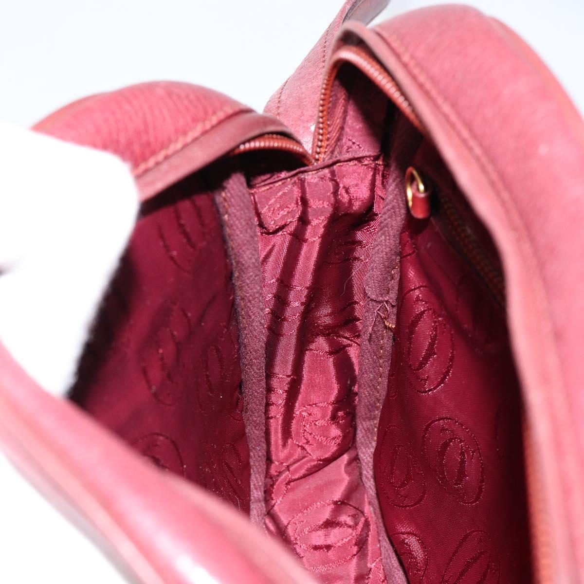 CARTIER Must Line Shoulder Bag Leather Bordeaux Gold Auth bs29989