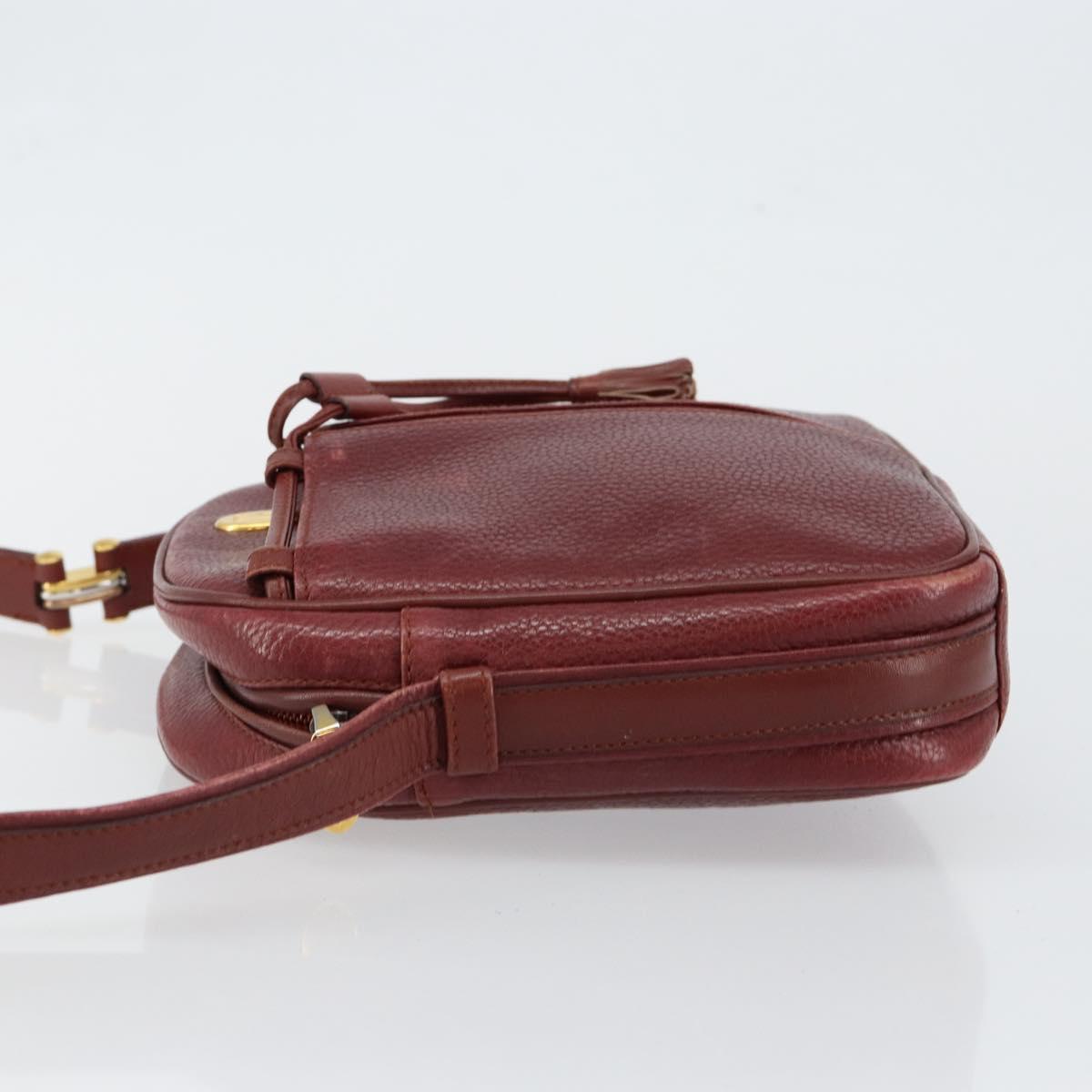 CARTIER Must Line Shoulder Bag Leather Bordeaux Gold Auth bs29989